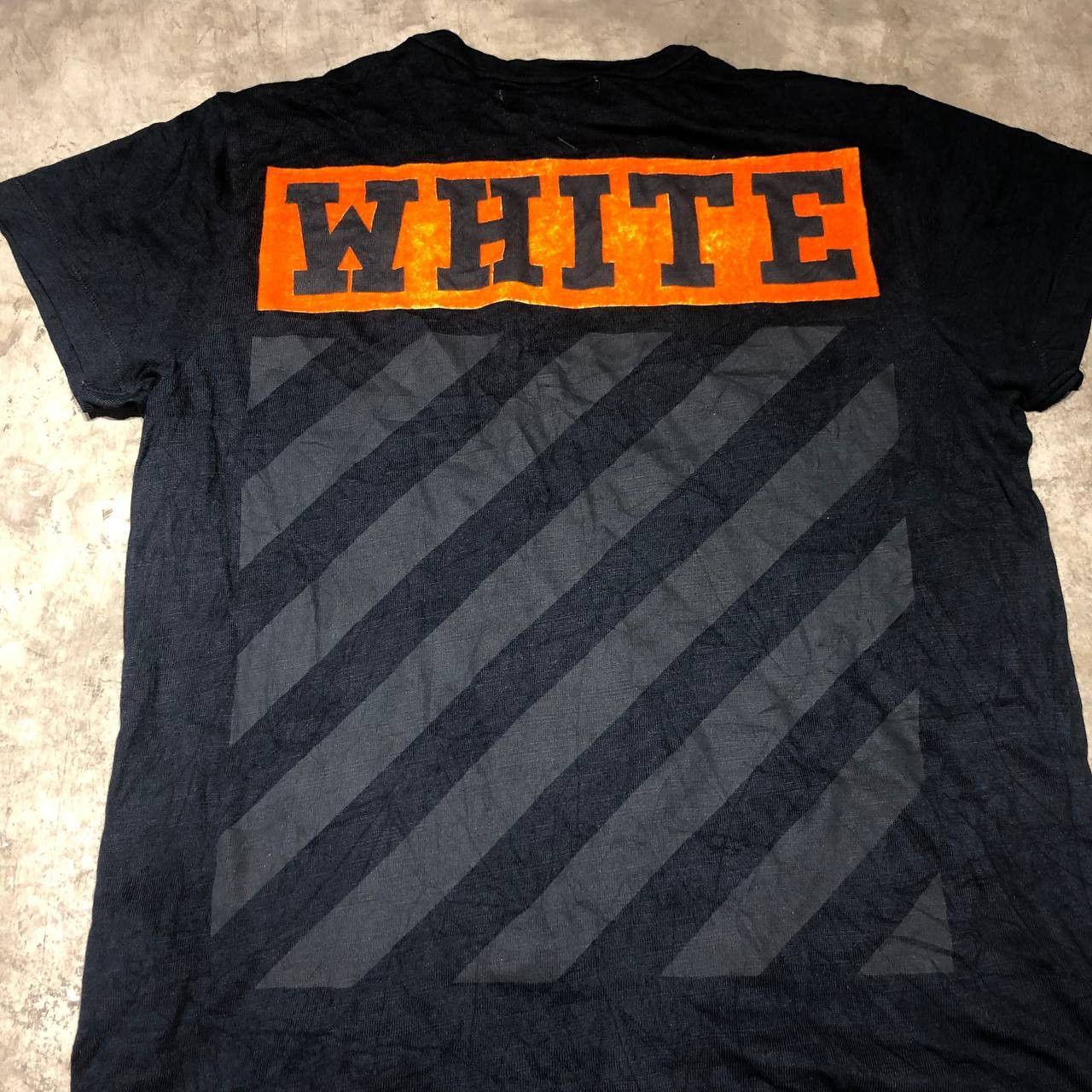 Off-White orange Box Logo velvet Diagonal Tee