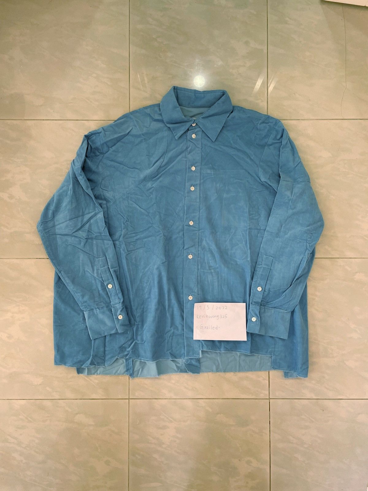 トップス camiel fortgens weird shaped shirt CAMIEL FORTGENS BLUE CORDUROY WEIRD SHAPED SHIRT