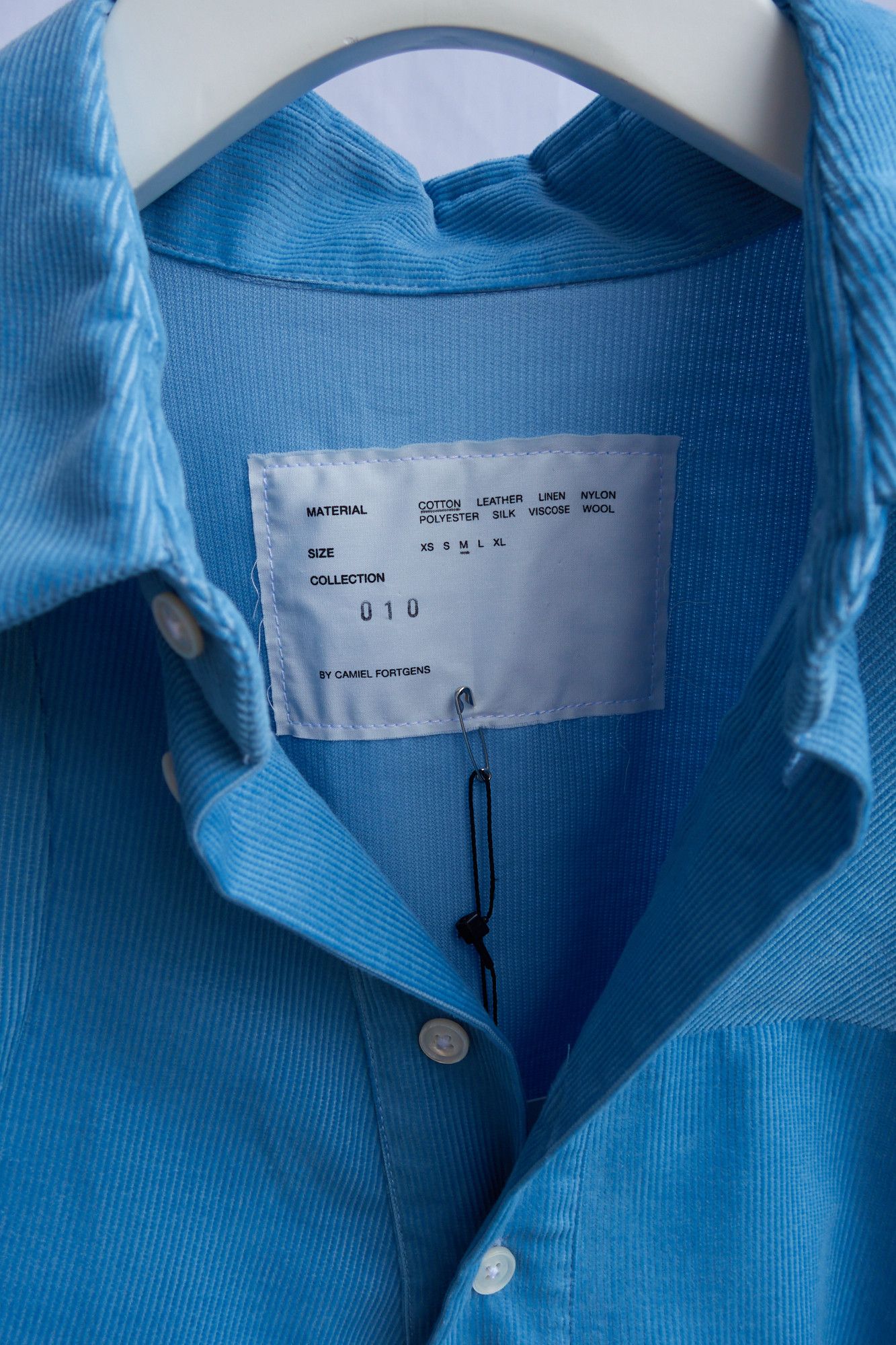 CAMIEL FORTGENS BLUE CORDUROY WEIRD SHAPED SHIRT