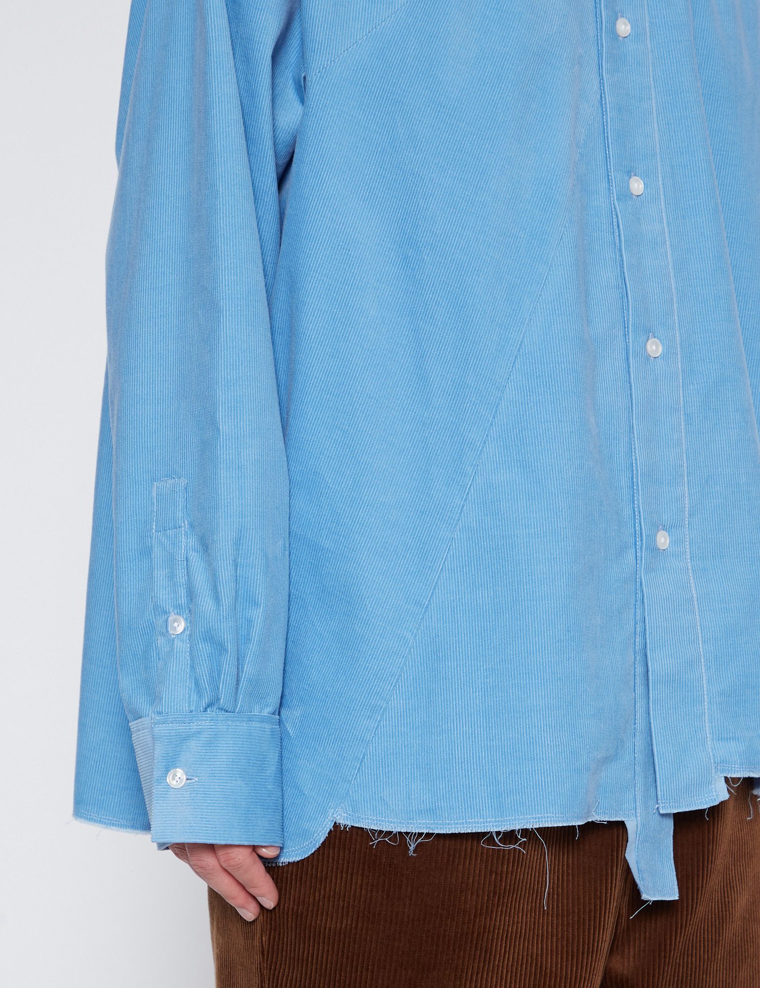 CAMIEL FORTGENS BLUE CORDUROY WEIRD SHAPED SHIRT