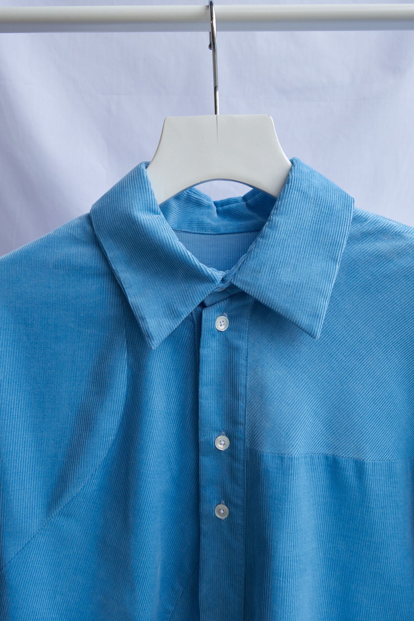 CAMIEL FORTGENS BLUE CORDUROY WEIRD SHAPED SHIRT