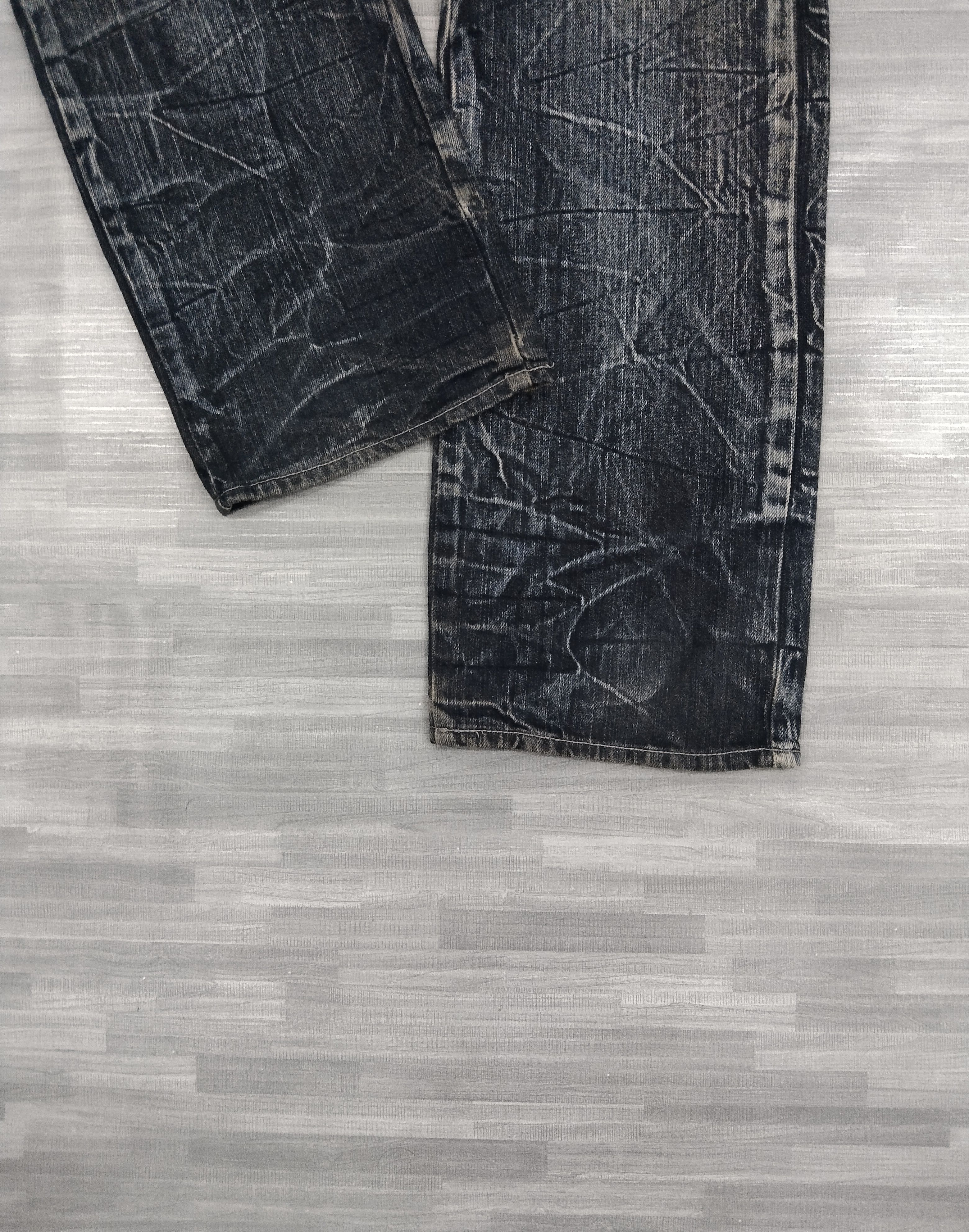 Japanese Brand EAT EYE'S BLUE BLACK RUSTY DOUBLEFOCUS DENIM PANTS Size US 31 - 6 Thumbnail