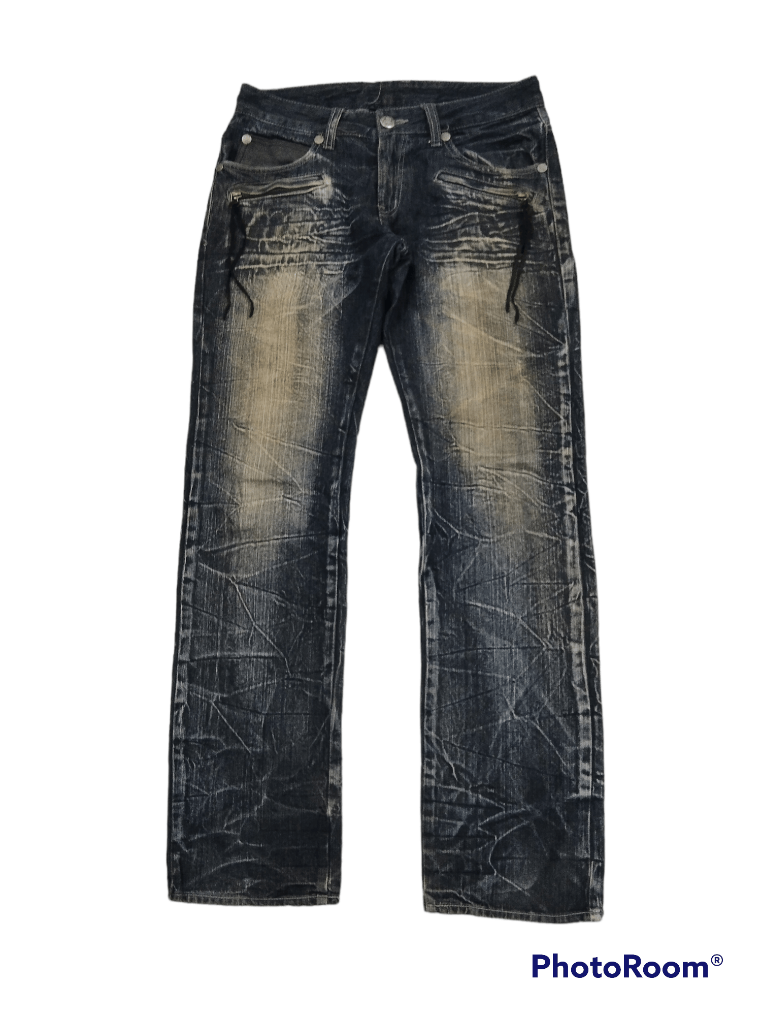 Japanese Brand EAT EYE'S BLUE BLACK RUSTY DOUBLEFOCUS DENIM PANTS Size US 31 - 1 Thumbnail