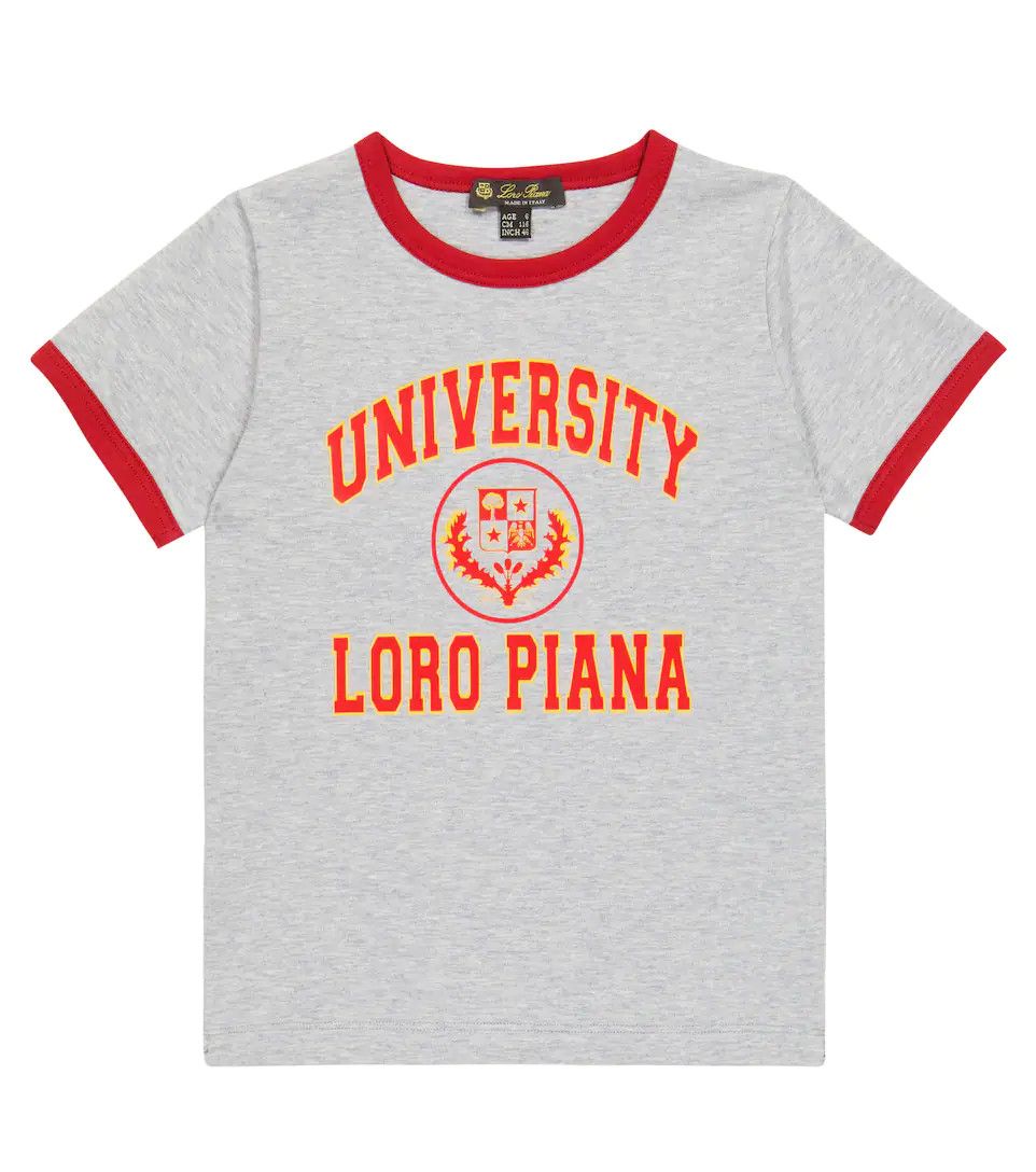 image of Loro Piana For Kids / 8T / Logo Cotton Jersey T-Shirt In Grey (Size 2XL)