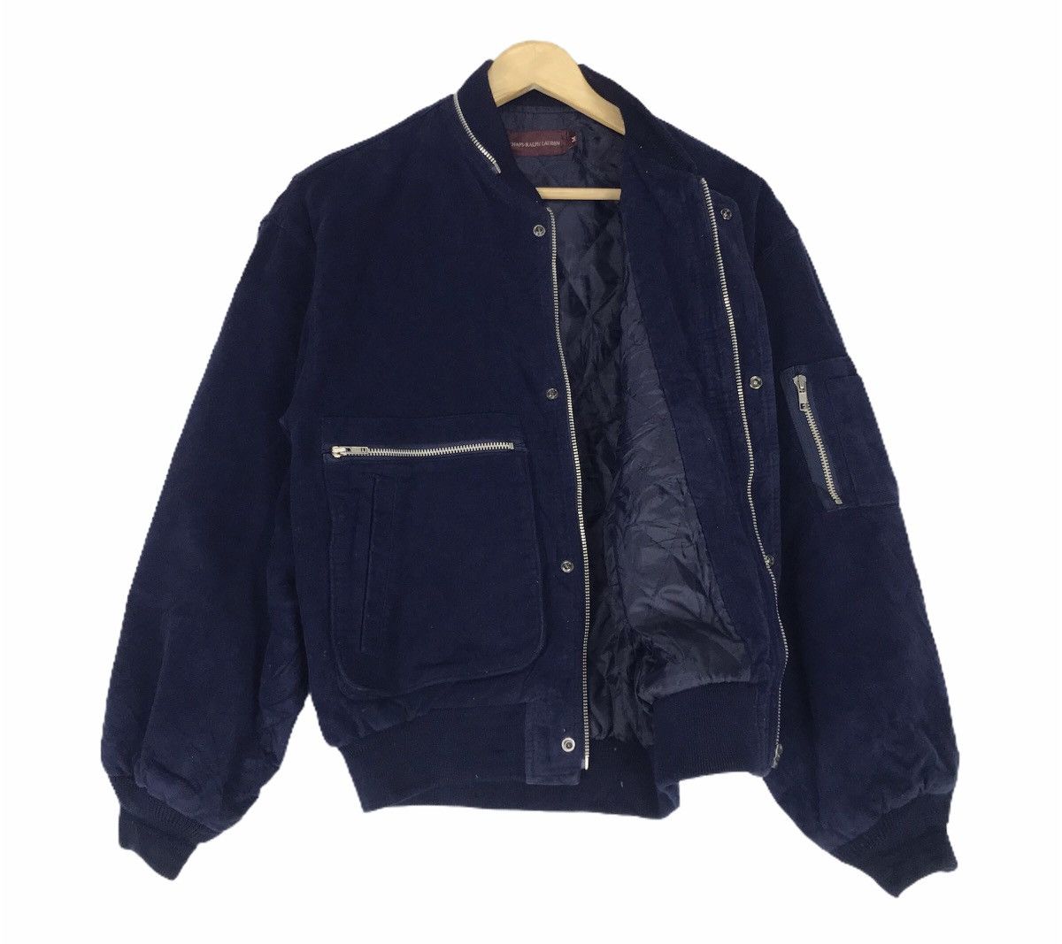 Chaps Ralph Lauren × Ralph Lauren 🔥Vtg Chaps Ralph Lauren Velvet Multi Zipper Bomber Style Size US S / EU 44-46 / 1 - 2 Thumbnail