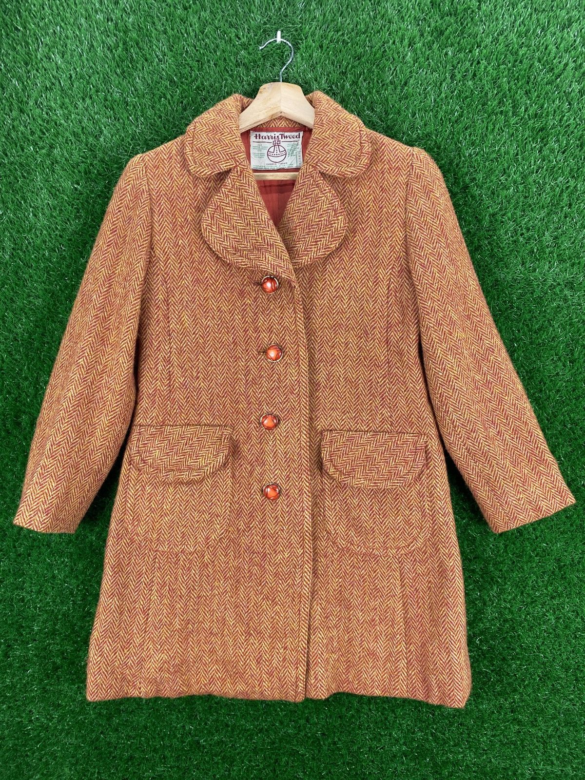 Harris Tweed × Vintage Vintage Harris Tweed Wool Long Coat Size XS / US 0-2 / IT 36-38 - 1 Thumbnail