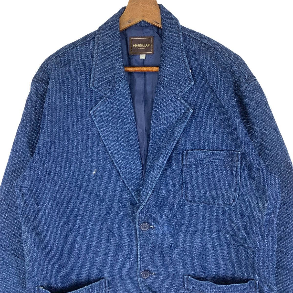 Japanese Brand Vivreclub Indigo Knit Blazer Coat Size US L / EU 52-54 / 3 - 2 Thumbnail