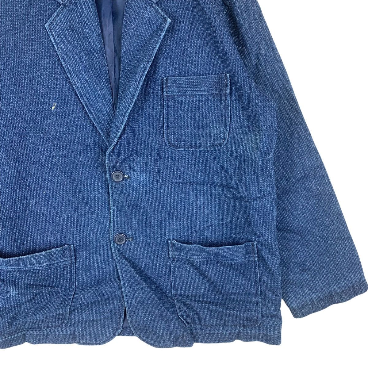 Japanese Brand Vivreclub Indigo Knit Blazer Coat Size US L / EU 52-54 / 3 - 3 Thumbnail