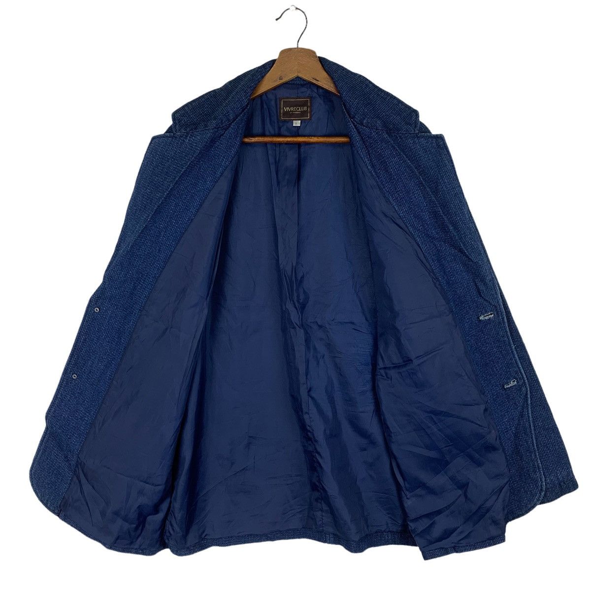 Japanese Brand Vivreclub Indigo Knit Blazer Coat Size US L / EU 52-54 / 3 - 5 Thumbnail