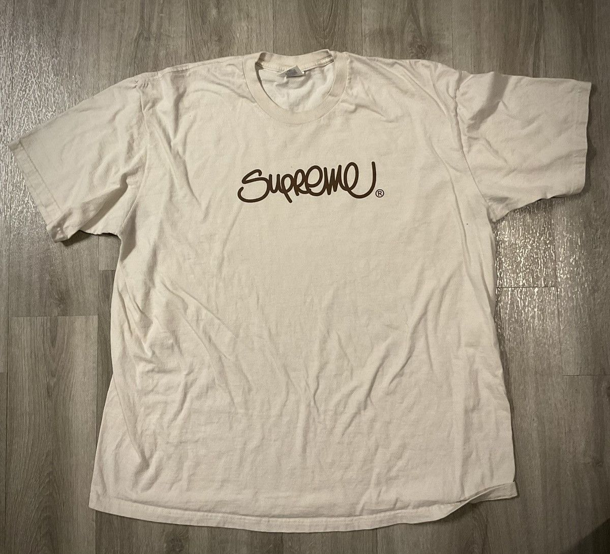 Supreme Supreme Handstyle Tee Natural | Grailed