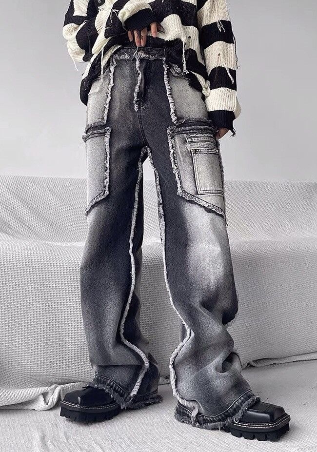 Japanese Brand Retro punk distressed frayed jeans pants Size US 32 / EU 48 - 1 Thumbnail