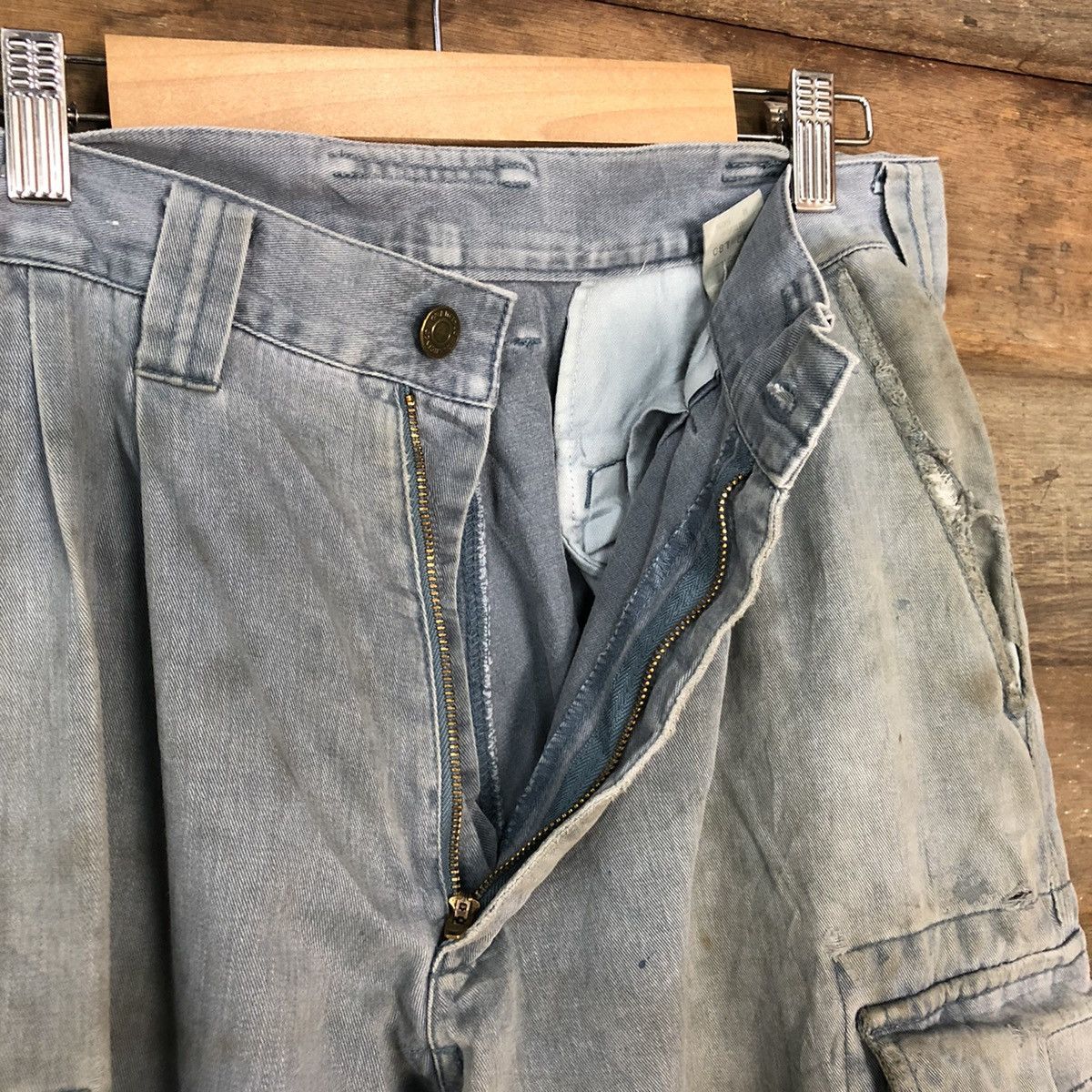 Japanese Brand Gran Cisco Blue Faded Cargo Pants Multipocket Stain #927 Size US 29 - 16 Thumbnail