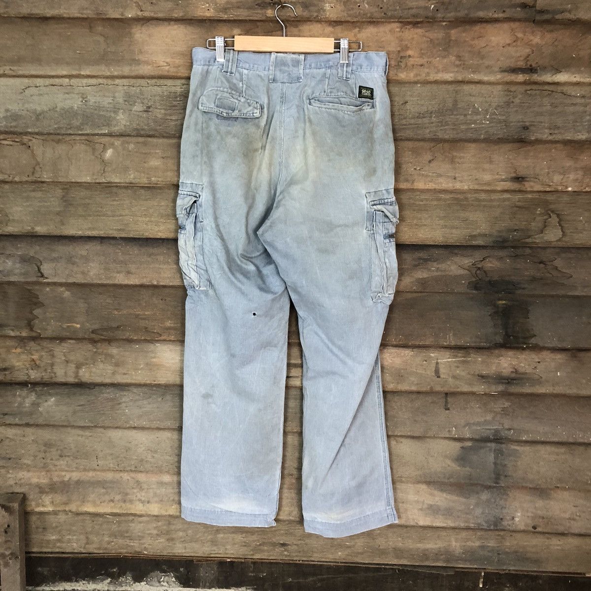 Japanese Brand Gran Cisco Blue Faded Cargo Pants Multipocket Stain #927 Size US 29 - 10 Thumbnail