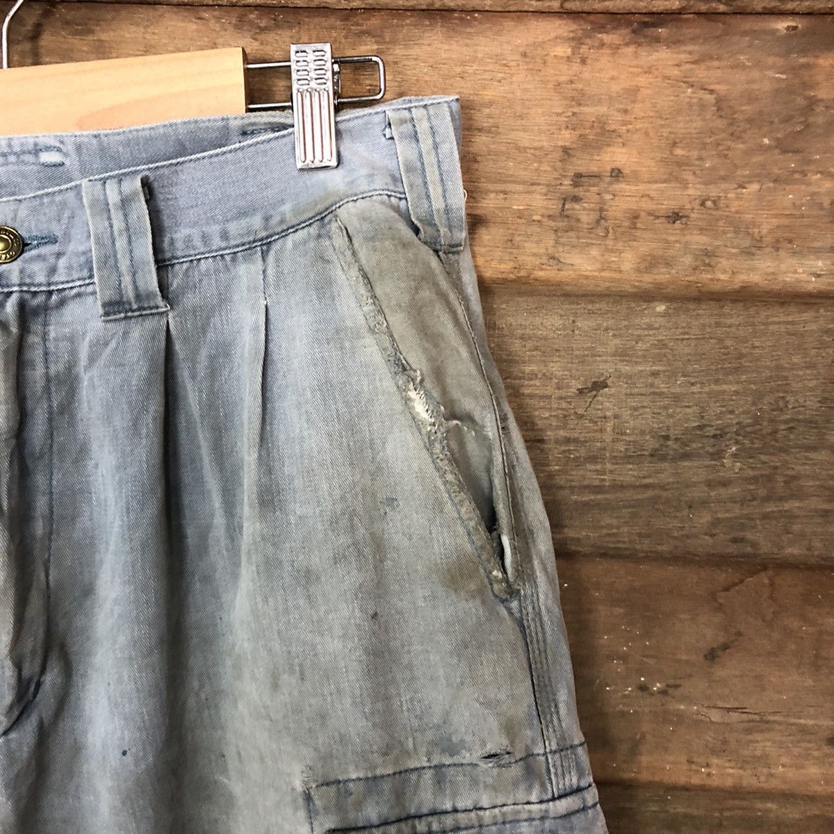 Japanese Brand Gran Cisco Blue Faded Cargo Pants Multipocket Stain #927 Size US 29 - 5 Thumbnail