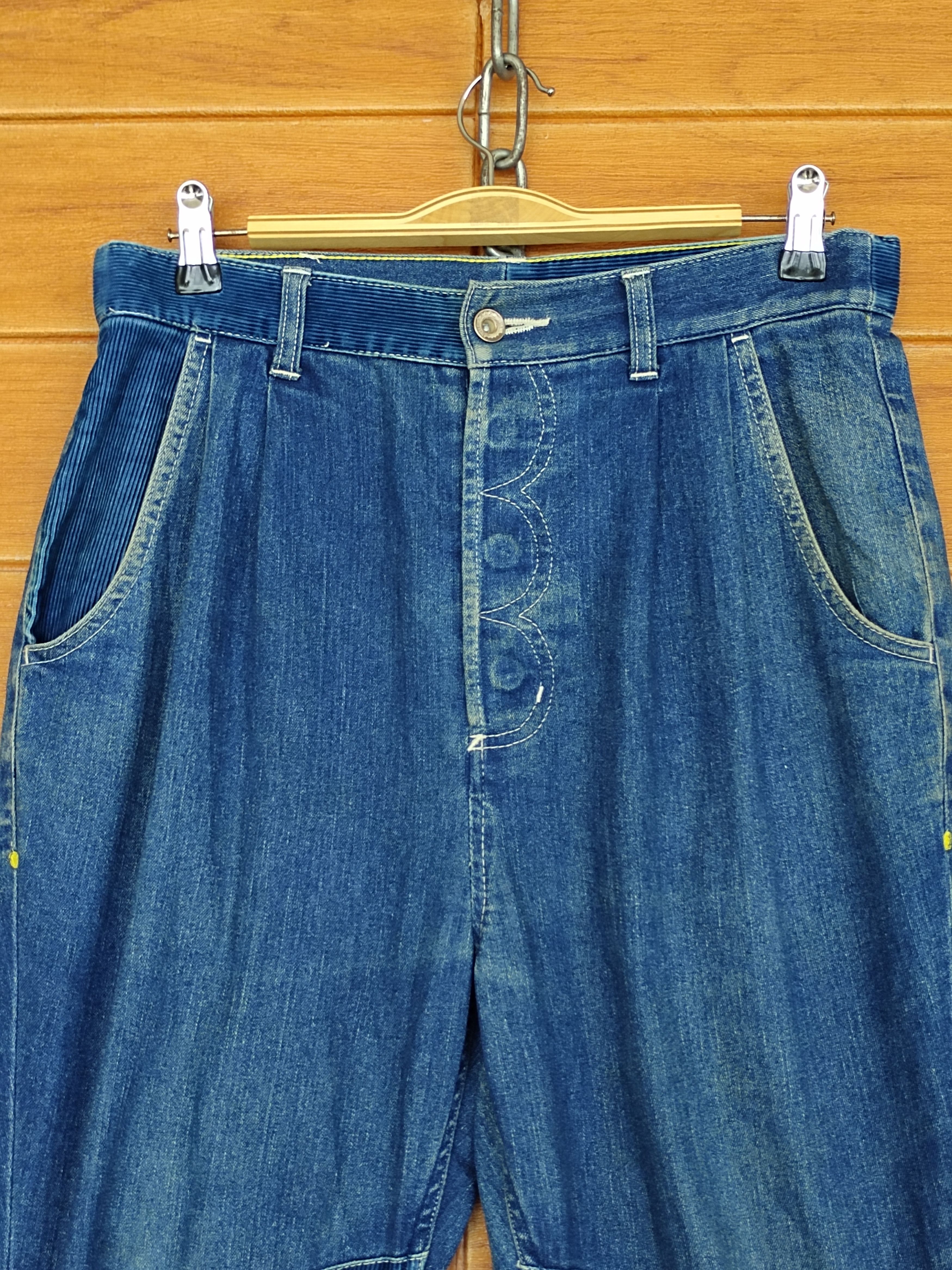 Frapbois Frapbois Patchwork Knee Drop Crotch Denim Pants Size US 30 / EU 46 - 3 Thumbnail