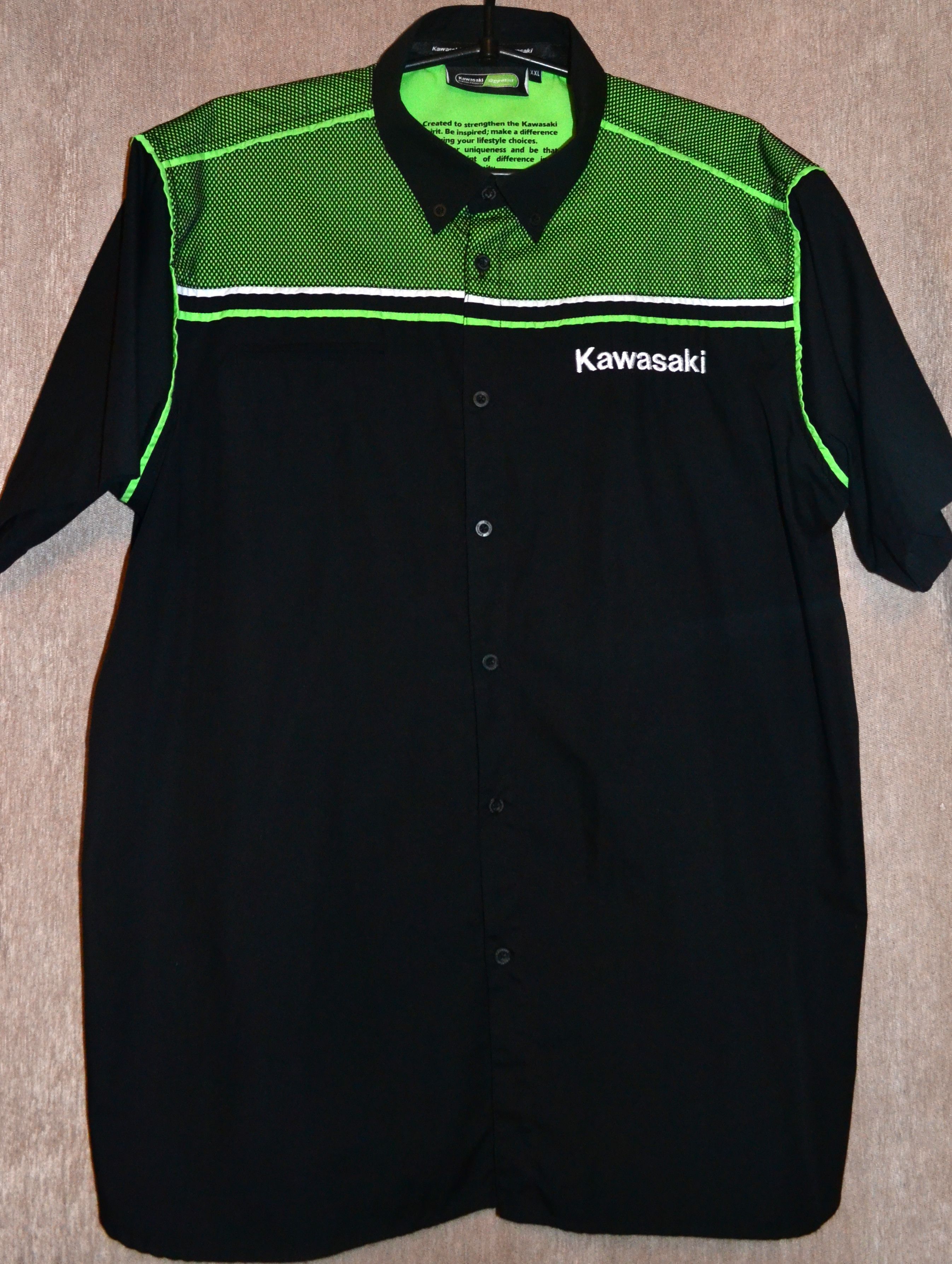 Japanese Brand Vintage Kawasaki Japan Racing Team Short Sleeve Shirt Moto Size US XXL / EU 58 / 5 - 2 Thumbnail