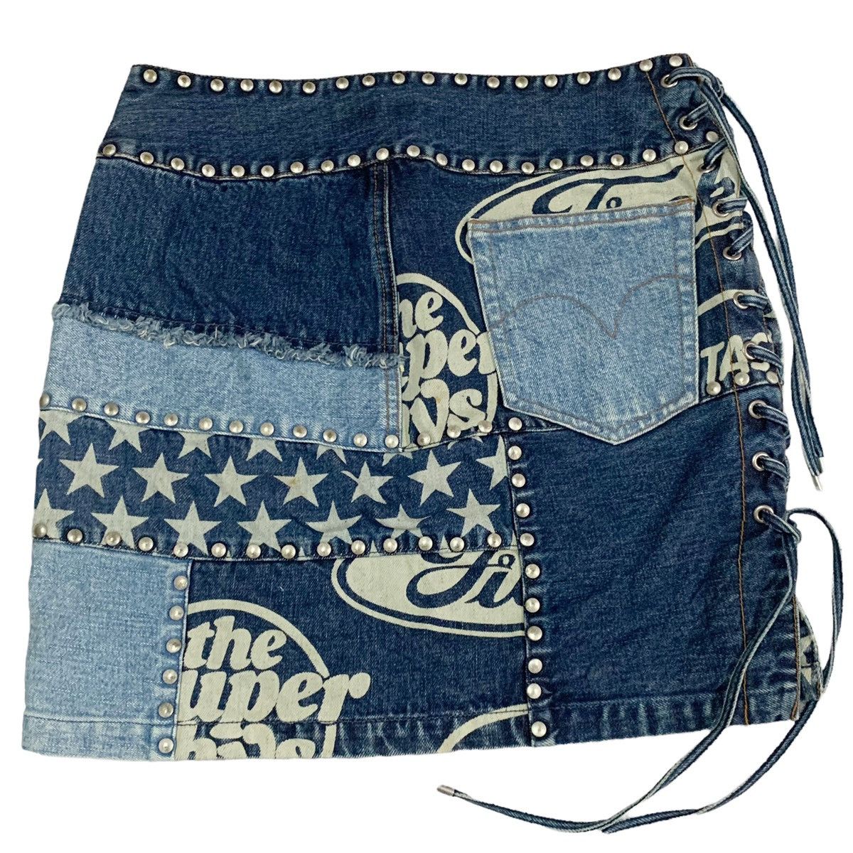 Hysteric Glamour HYSTERIC GLAMOUR DENIM PATCH WORK GOTHIC SKINHEAD SKIRTS Size 28" / US 6 / IT 42 - 12 Thumbnail
