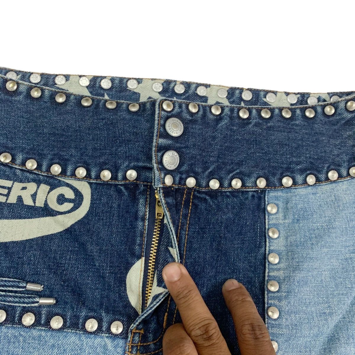 Hysteric Glamour HYSTERIC GLAMOUR DENIM PATCH WORK GOTHIC SKINHEAD SKIRTS Size 28" / US 6 / IT 42 - 4 Thumbnail