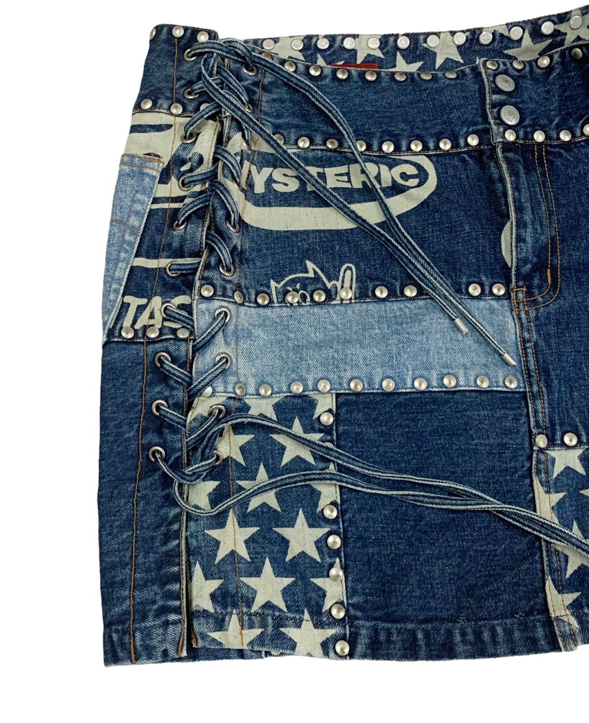 Hysteric Glamour HYSTERIC GLAMOUR DENIM PATCH WORK GOTHIC SKINHEAD SKIRTS Size 28" / US 6 / IT 42 - 5 Thumbnail