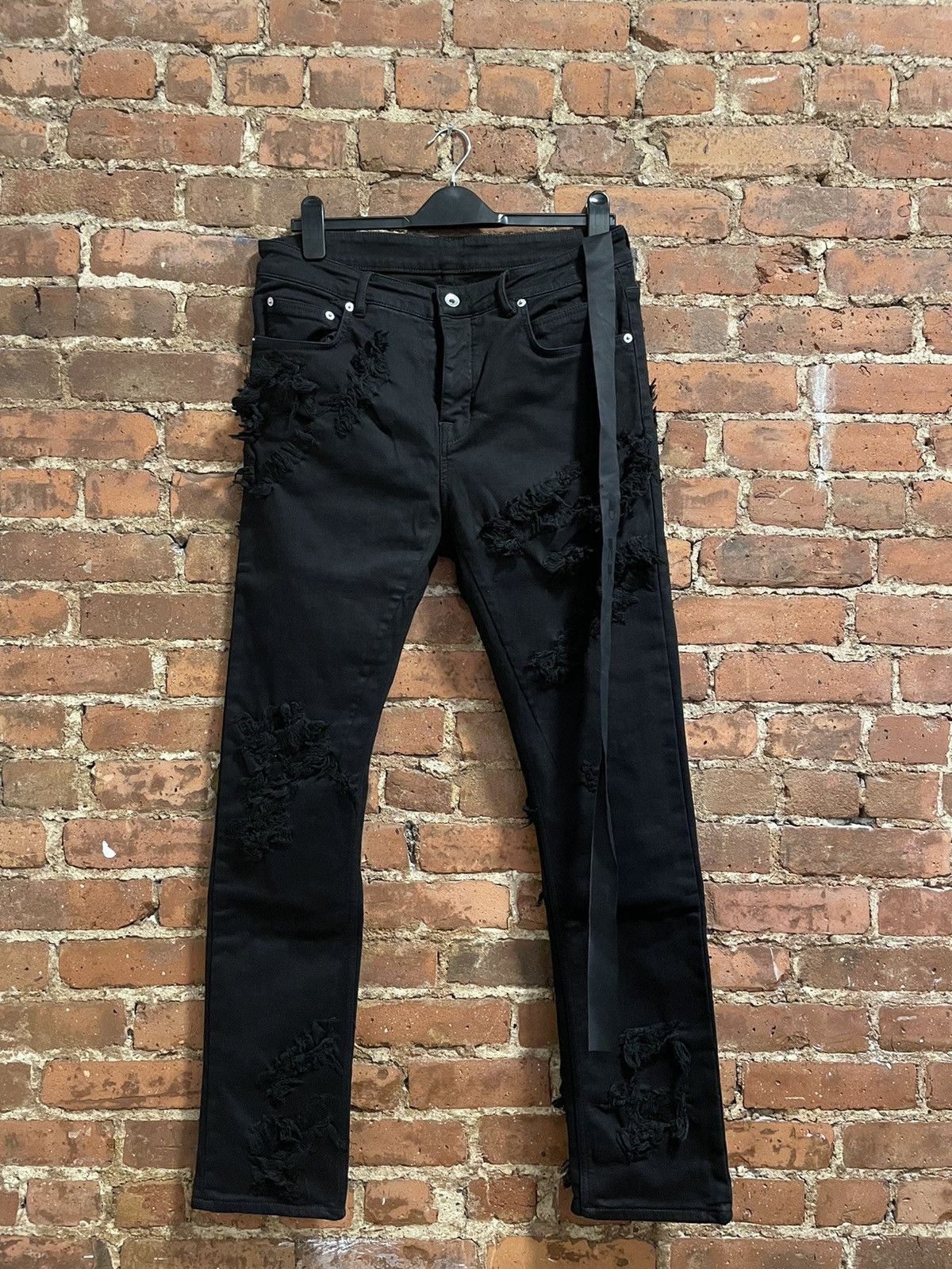 Rick Owens × Rick Owens Drkshdw Rick Owens black Slashed Detroit Jeans new 2022 Size US 32 / EU 48 - 1 Thumbnail