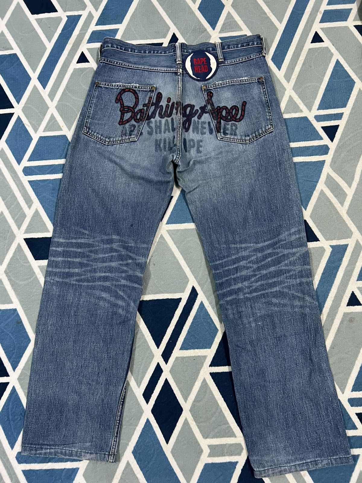 Bape Rare Bape Distressed Denim/Jeans Ape Shall Never Kill Ape Size US 33 - 1 Thumbnail