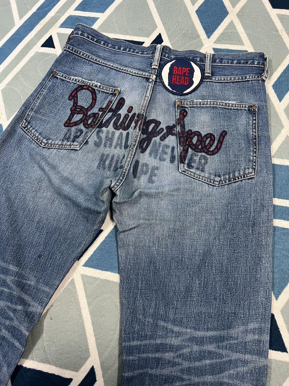 Bape Rare Bape Distressed Denim/Jeans Ape Shall Never Kill Ape Size US 33 - 9 Thumbnail