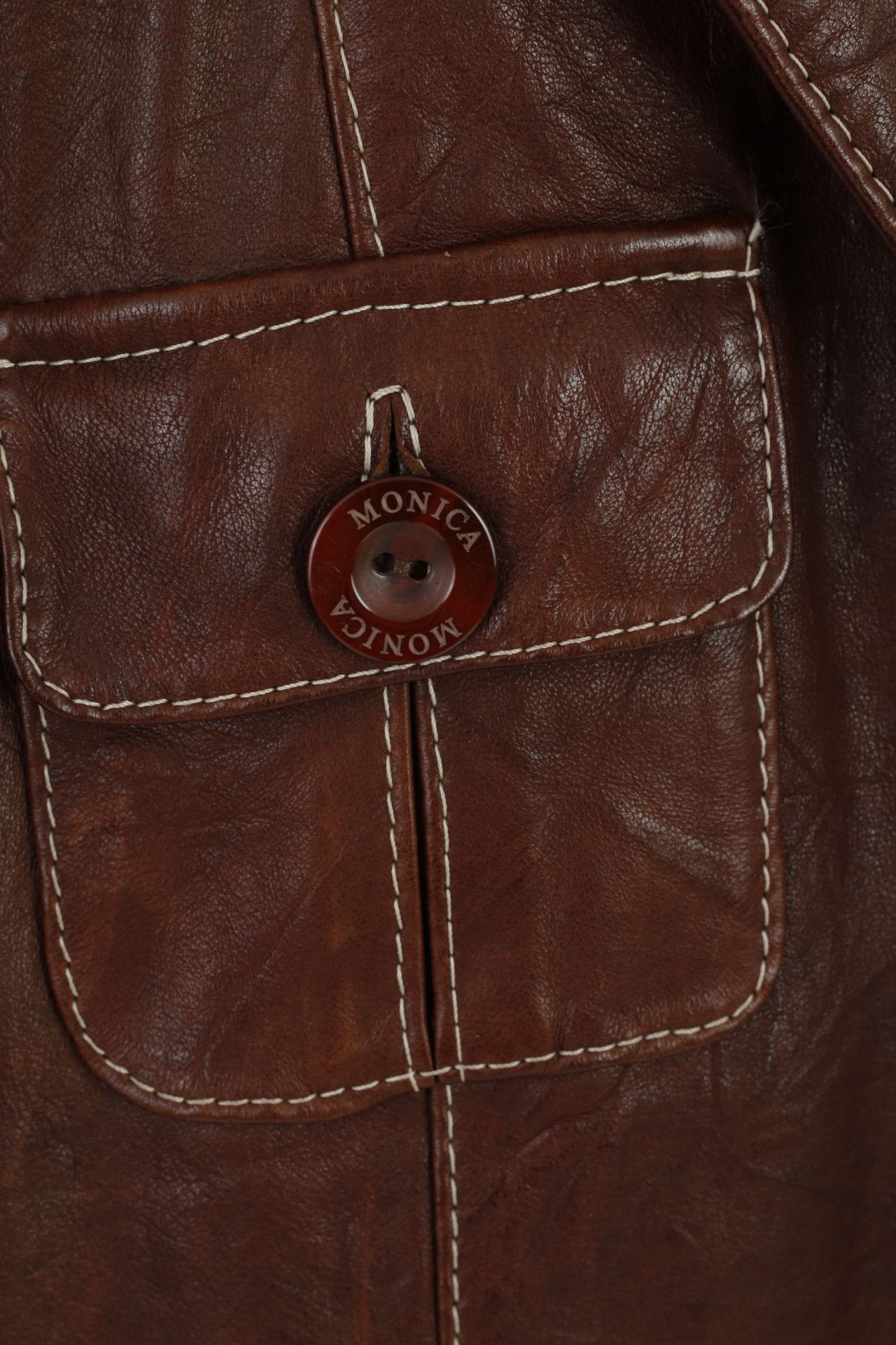 Vintage MONICA Women S/M Jacket Brown Leather Vintage 3811 Size S / US 4 / IT 40 - 4 Thumbnail