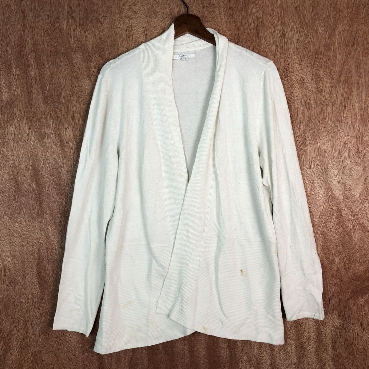 Japanese Brand Alfred Sung White Long Cardigan knitwear #6110 Size US XL / EU 56 / 4 - 3 Thumbnail