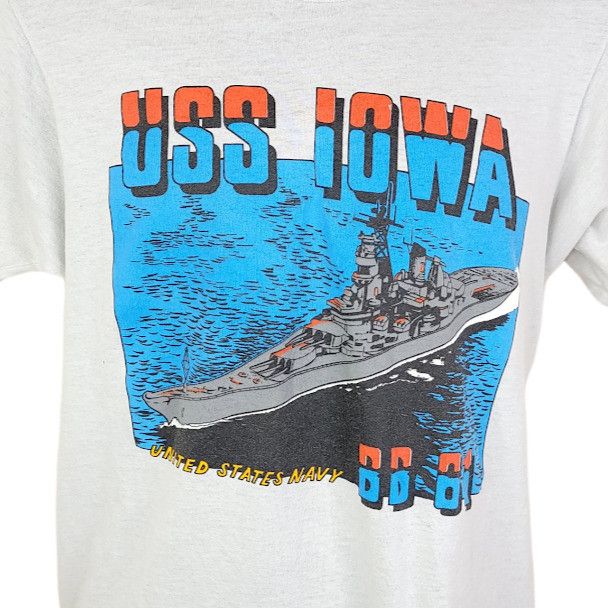 Screen Stars USS Iowa T Shirt Vintage 90s United States Navy Battleship ...