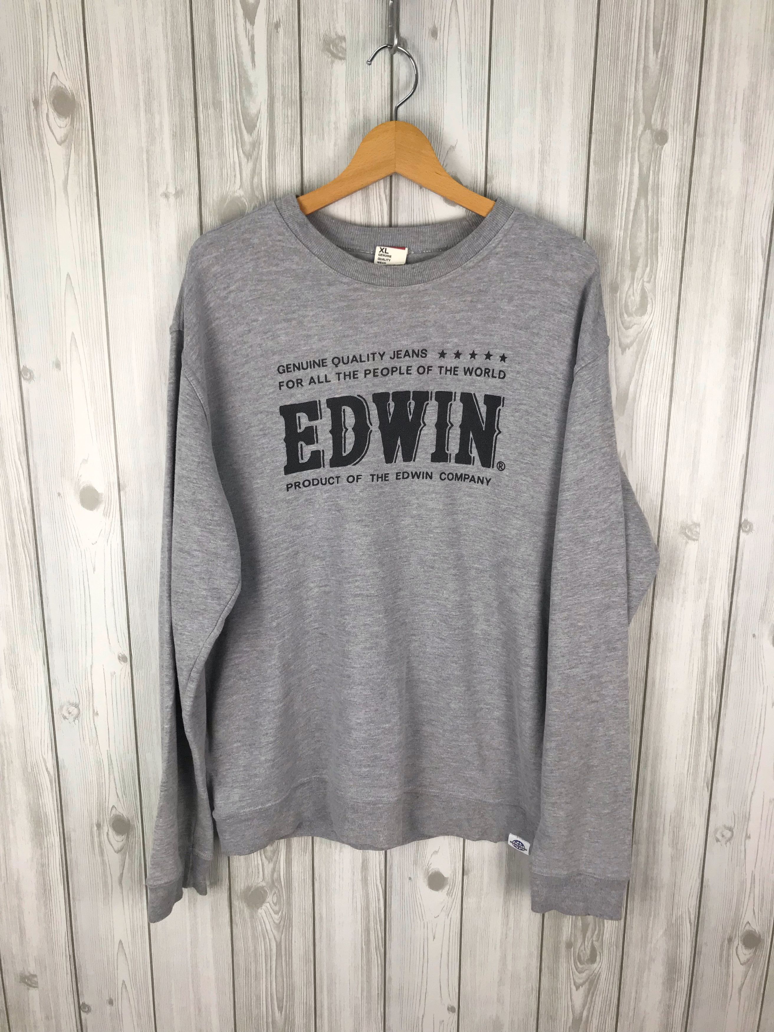 Vintage Vintage EDWIN Spell Out Pullover Sweatshirt Size US L / EU 52-54 / 3 - 1 Thumbnail