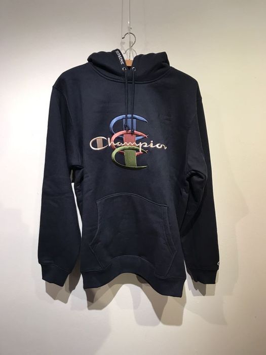 Supreme Supreme x Champion Stacked C Hooded Sweatshirt Navy Blue