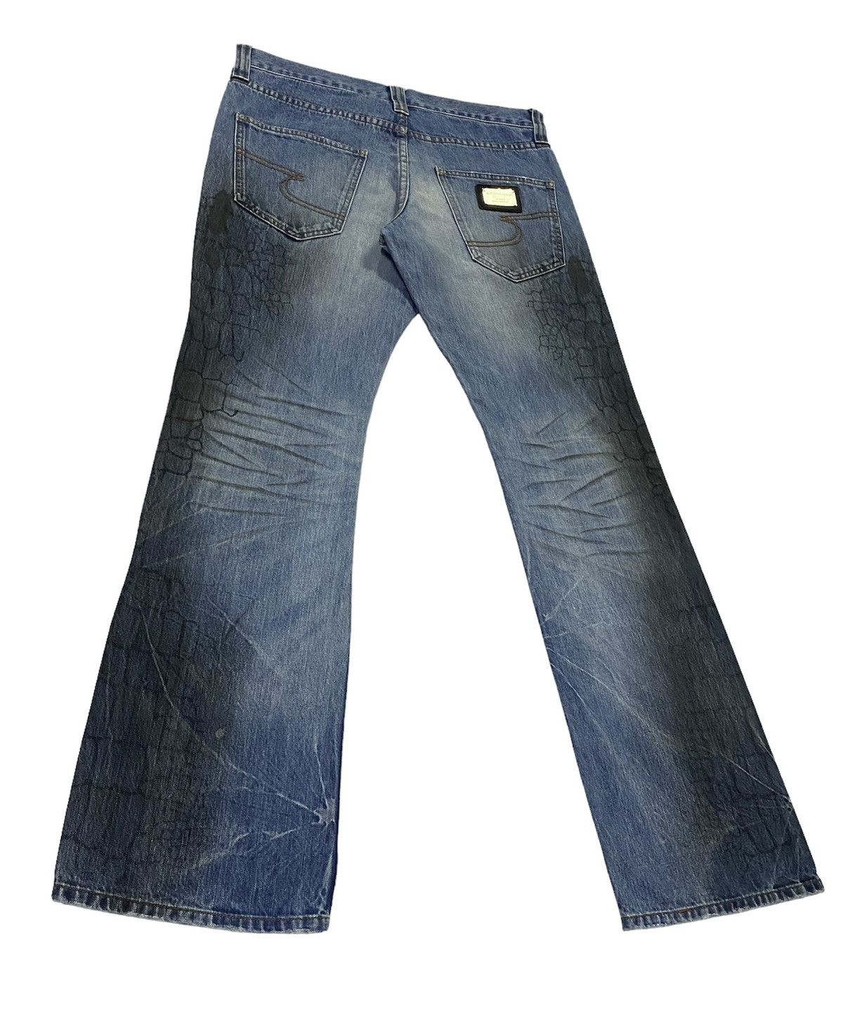 Japanese Brand Flare💃Semantic Design Snake Scales Denim Jeans Size US 34 / EU 50 - 23 Thumbnail