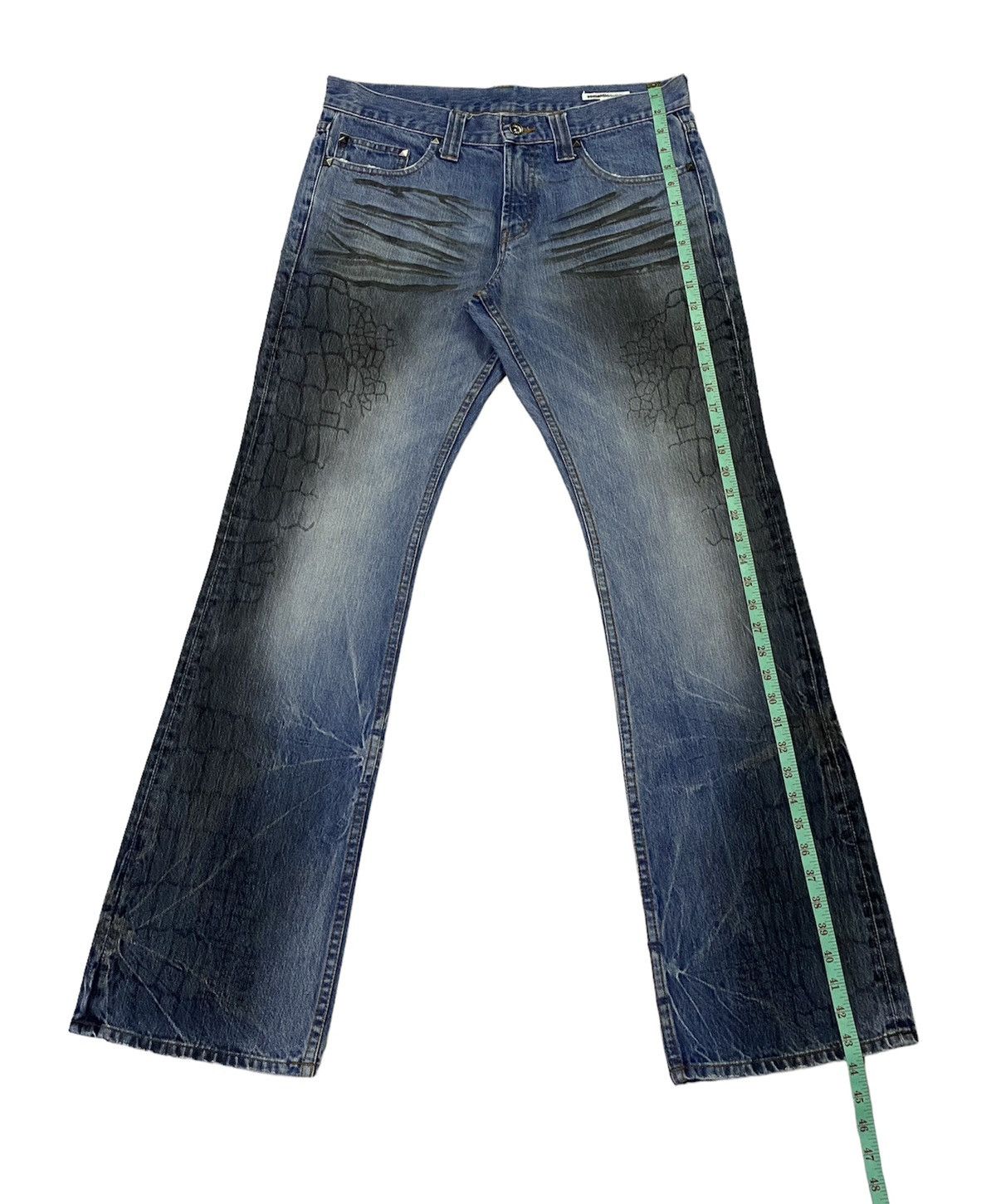 Japanese Brand Flare💃Semantic Design Snake Scales Denim Jeans Size US 34 / EU 50 - 5 Thumbnail