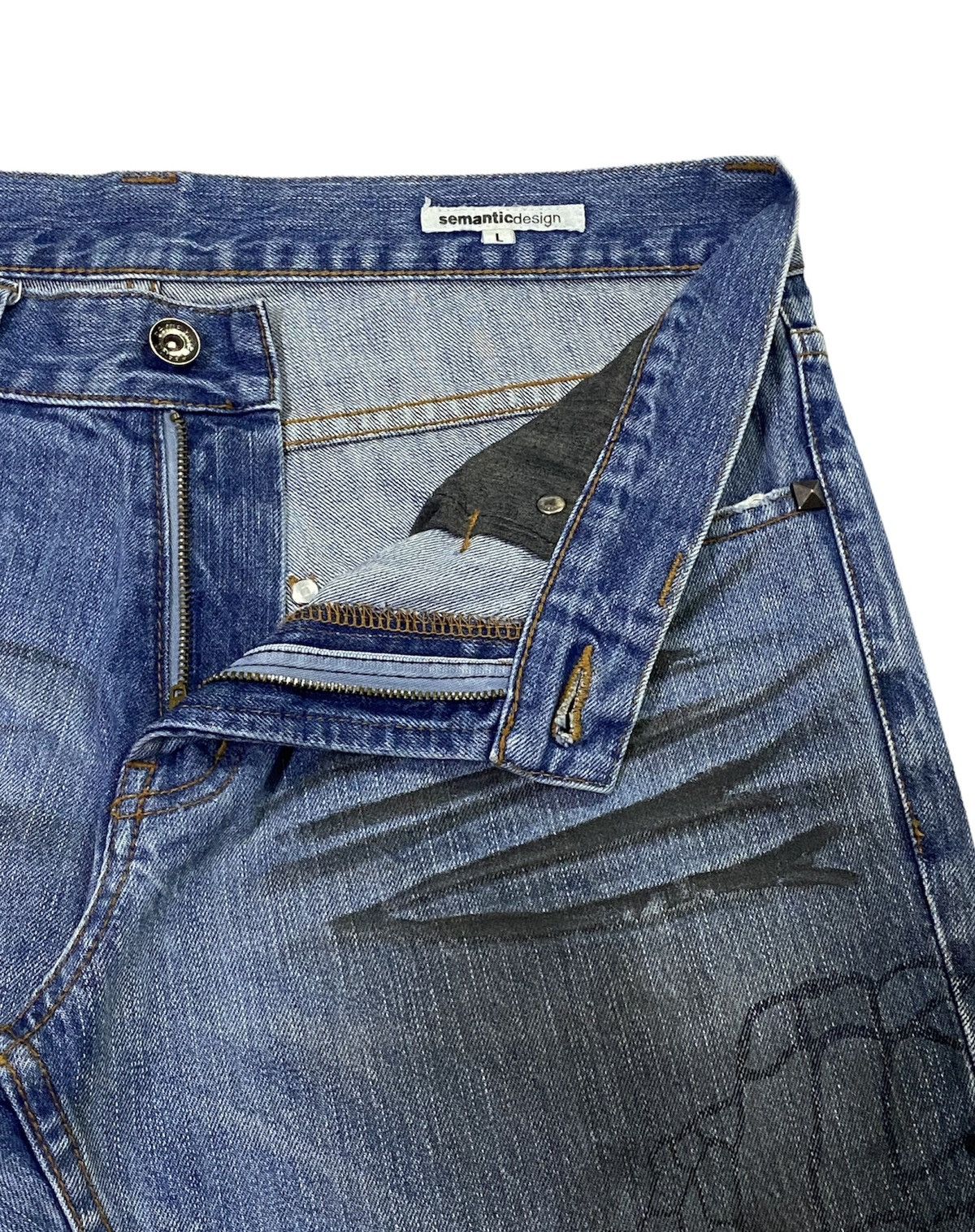 Japanese Brand Flare💃Semantic Design Snake Scales Denim Jeans Size US 34 / EU 50 - 16 Thumbnail
