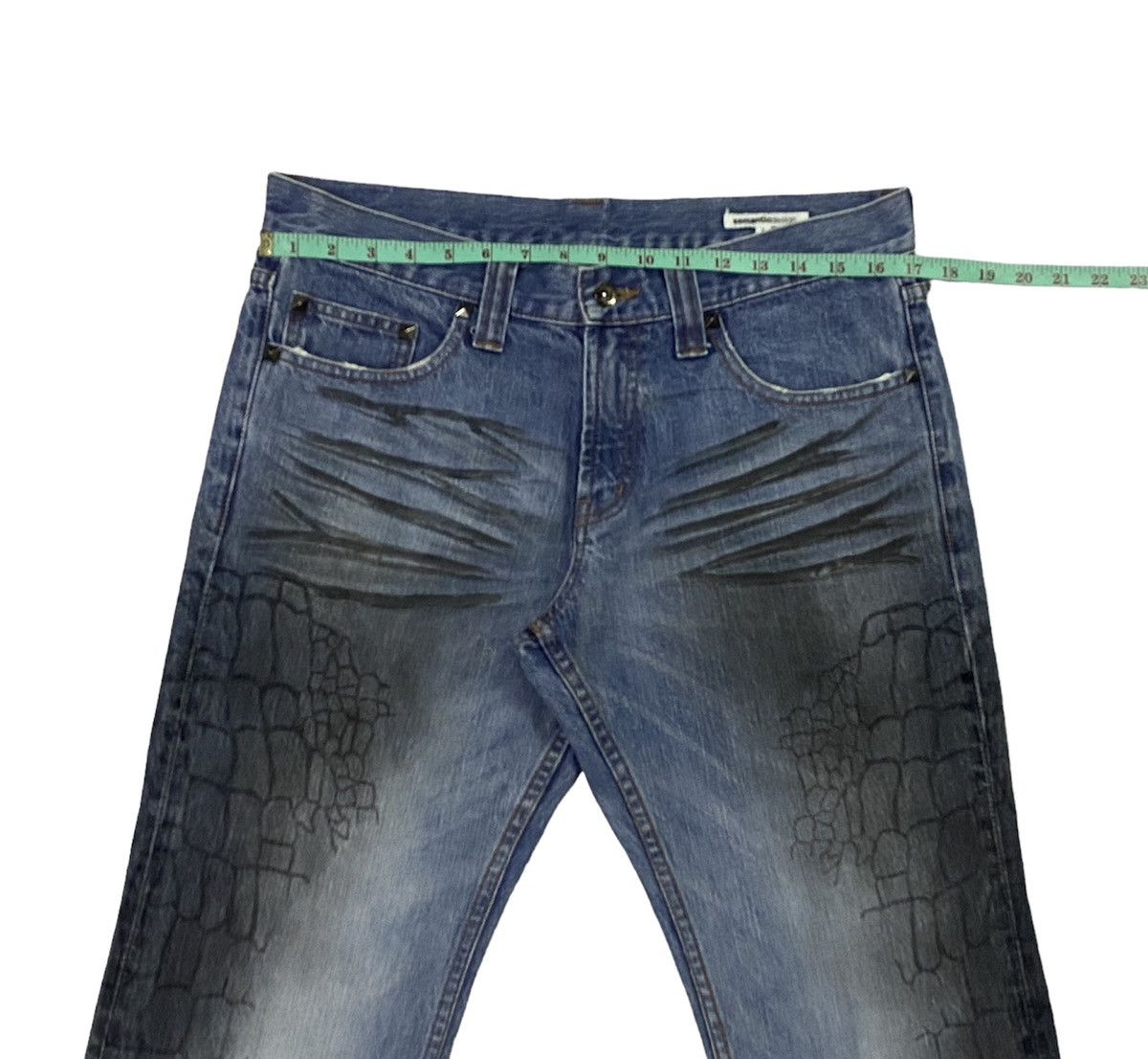 Japanese Brand Flare💃Semantic Design Snake Scales Denim Jeans Size US 34 / EU 50 - 3 Thumbnail