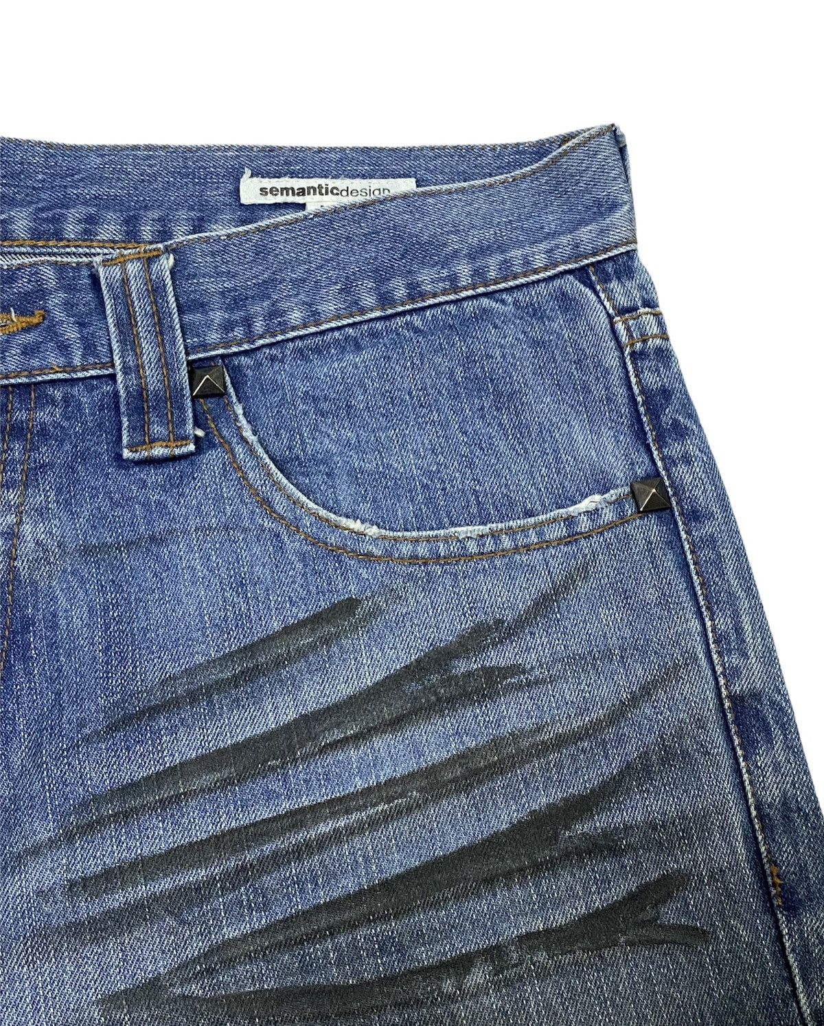Japanese Brand Flare💃Semantic Design Snake Scales Denim Jeans Size US 34 / EU 50 - 15 Thumbnail