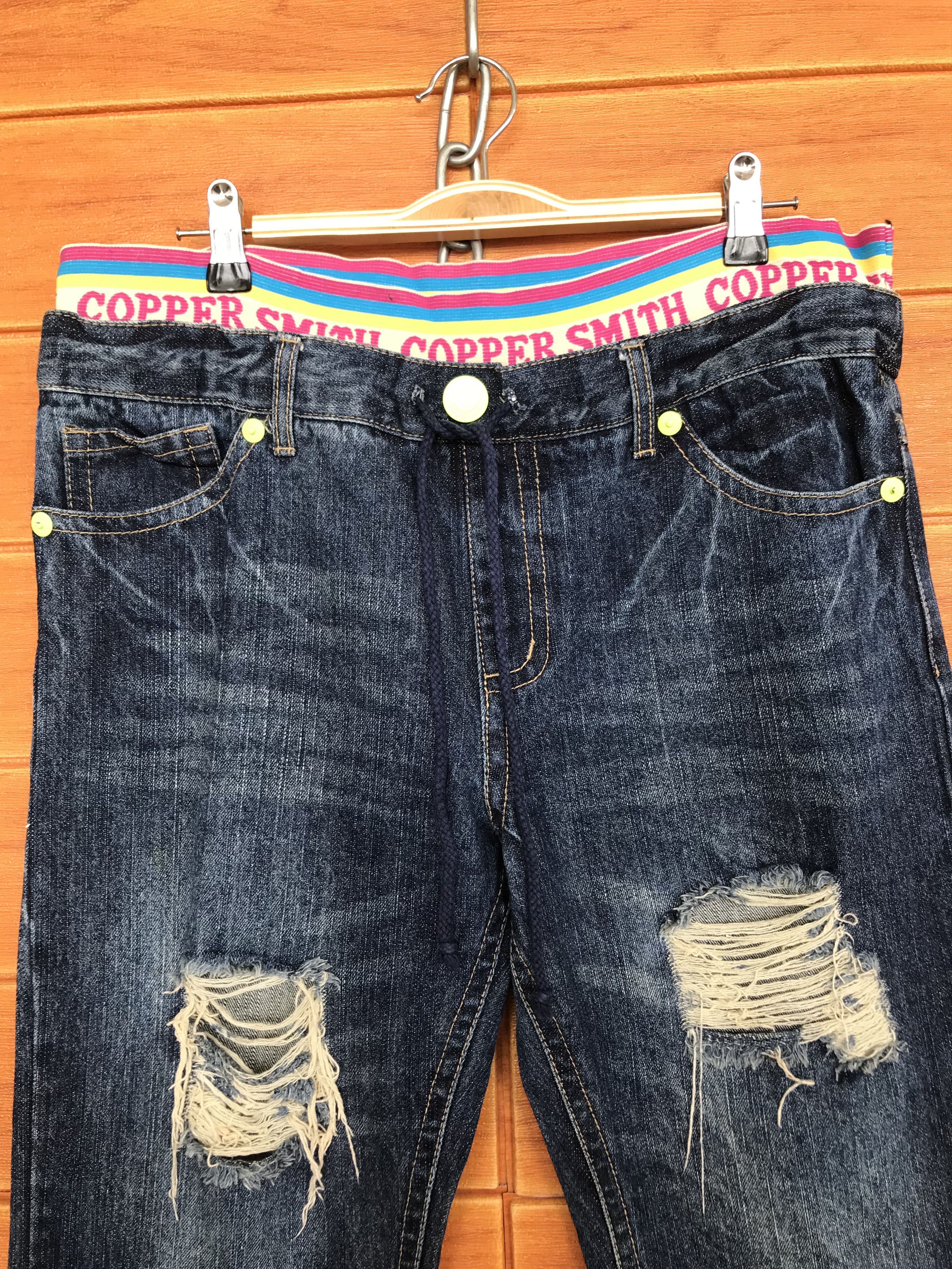 If Six Was Nine Copper Smith Printed Back Distressed Faded Denim Jeans Size US 34 / EU 50 - 5 Thumbnail