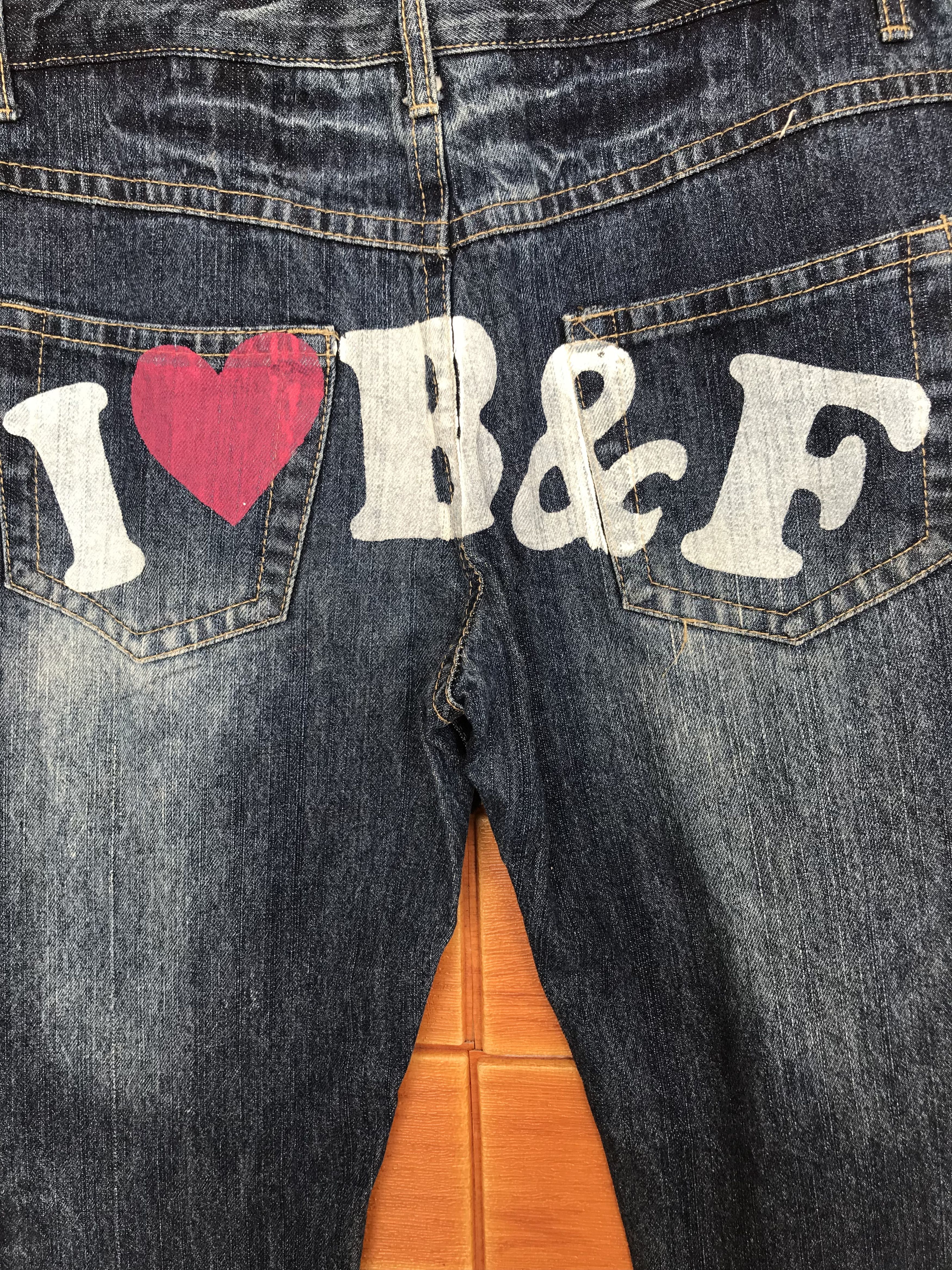 If Six Was Nine Copper Smith Printed Back Distressed Faded Denim Jeans Size US 34 / EU 50 - 3 Thumbnail