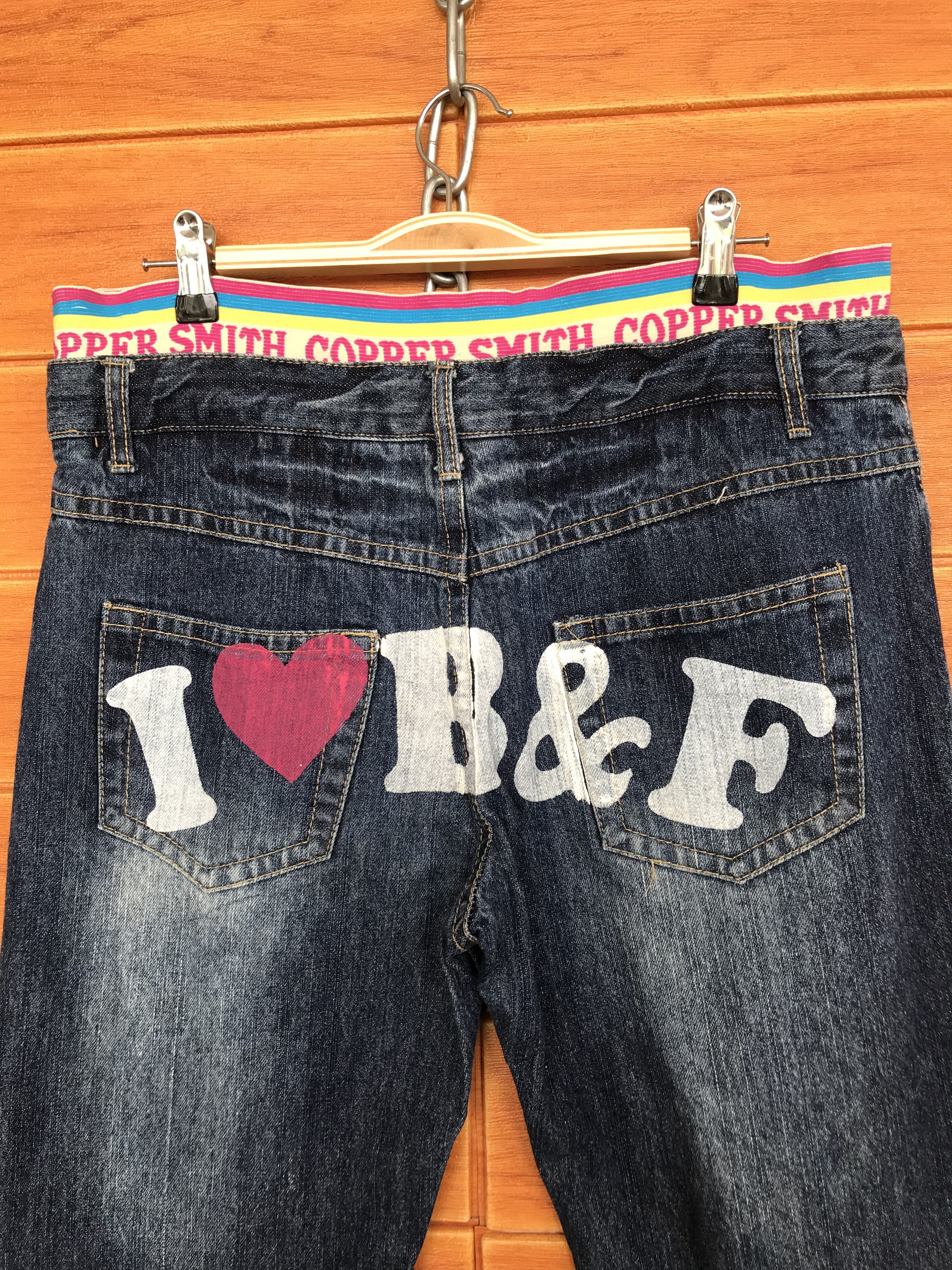 If Six Was Nine Copper Smith Printed Back Distressed Faded Denim Jeans Size US 34 / EU 50 - 2 Thumbnail