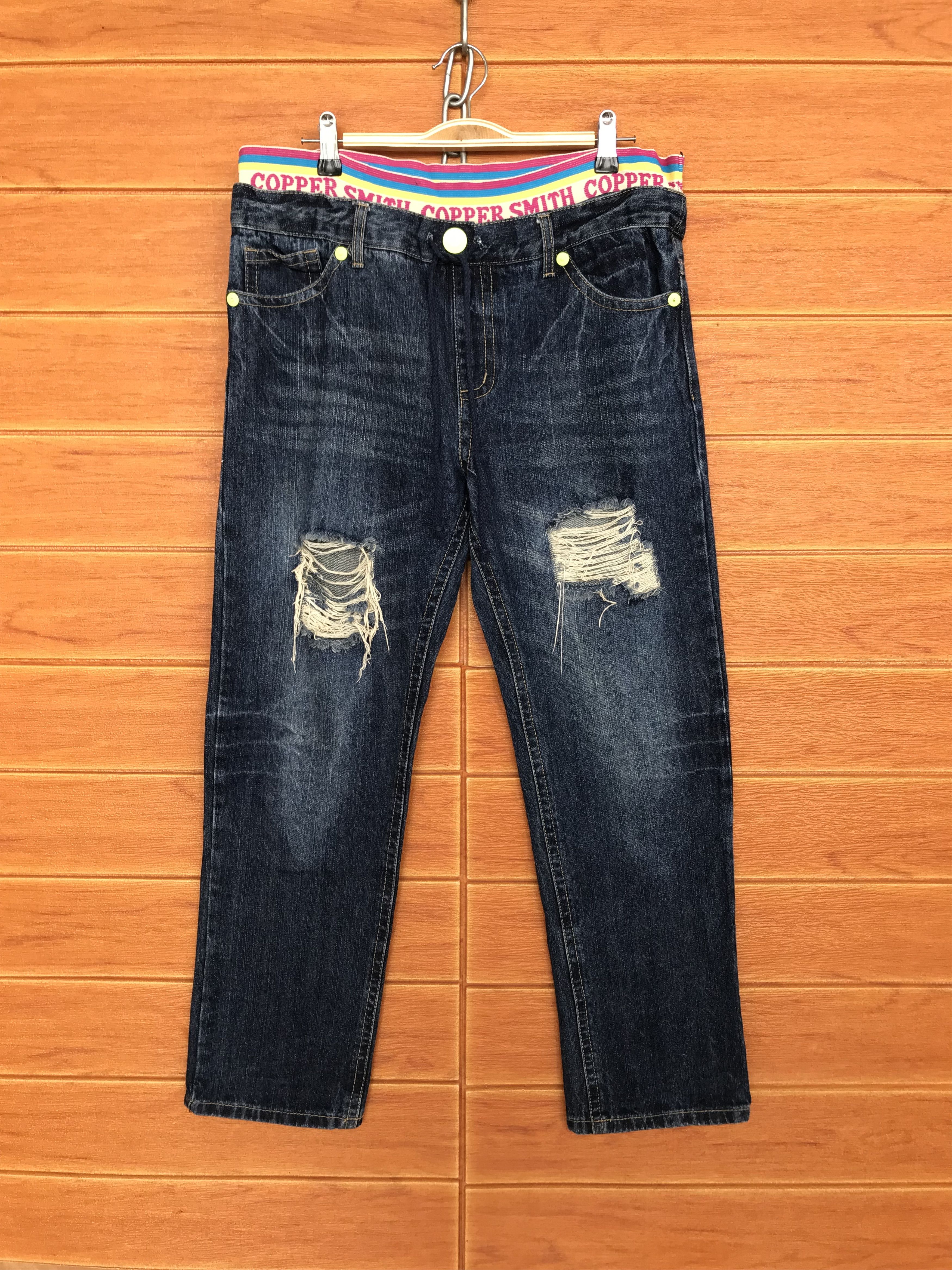 If Six Was Nine Copper Smith Printed Back Distressed Faded Denim Jeans Size US 34 / EU 50 - 4 Thumbnail