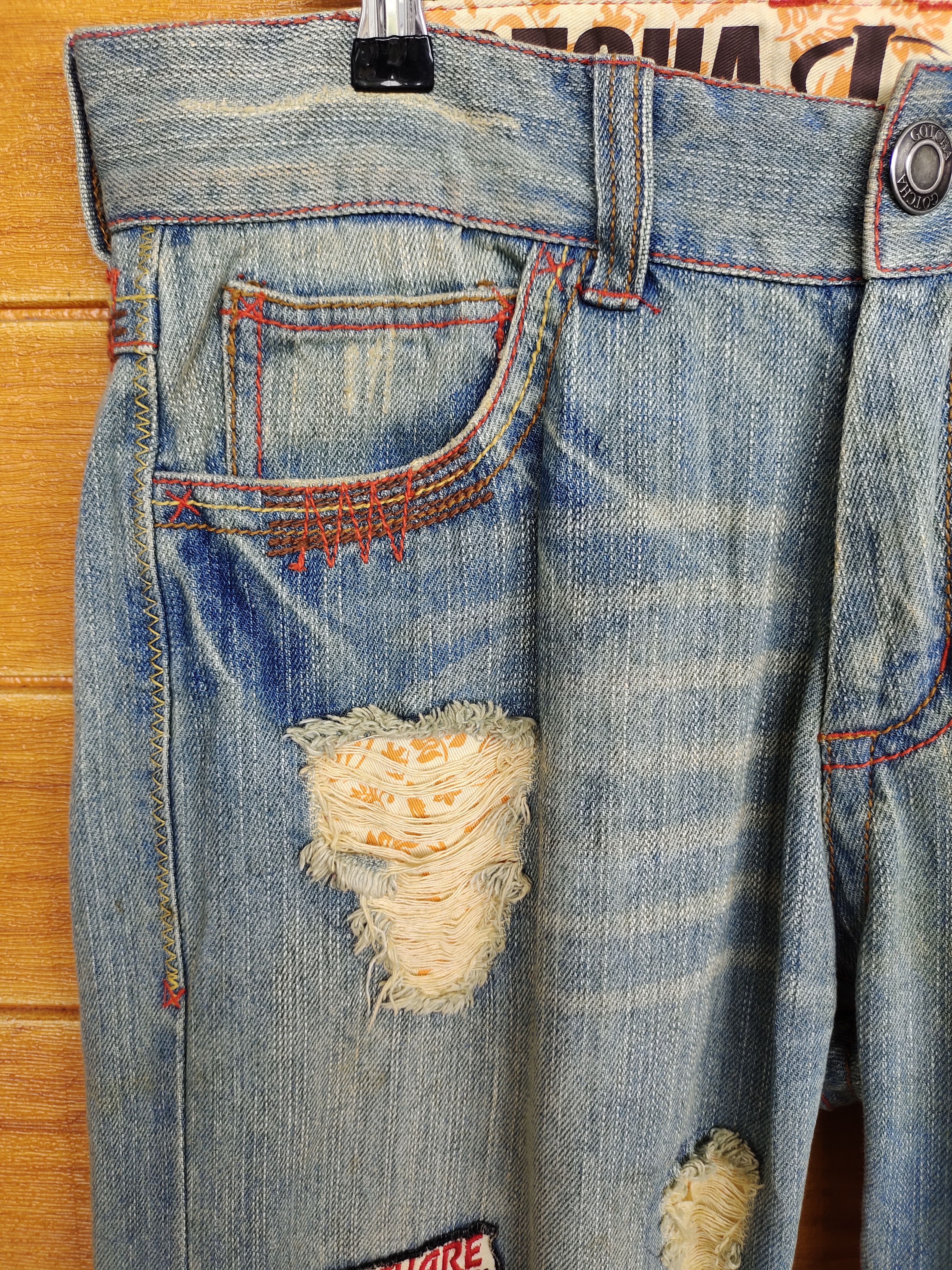 If Six Was Nine GOTCHA SURF Patches Distressed Denim Jeans Size US 33 - 13 Thumbnail