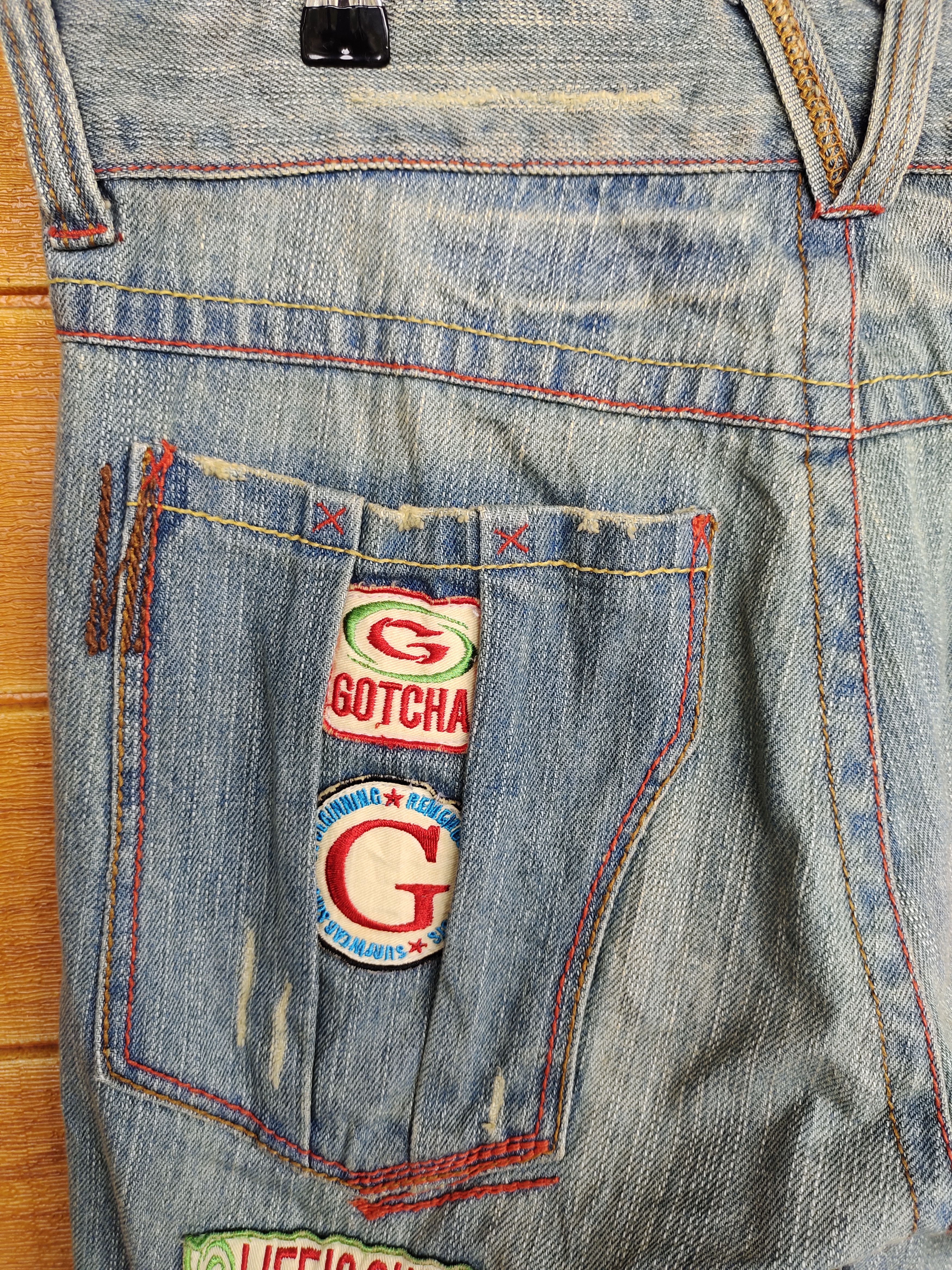 If Six Was Nine GOTCHA SURF Patches Distressed Denim Jeans Size US 33 - 4 Thumbnail