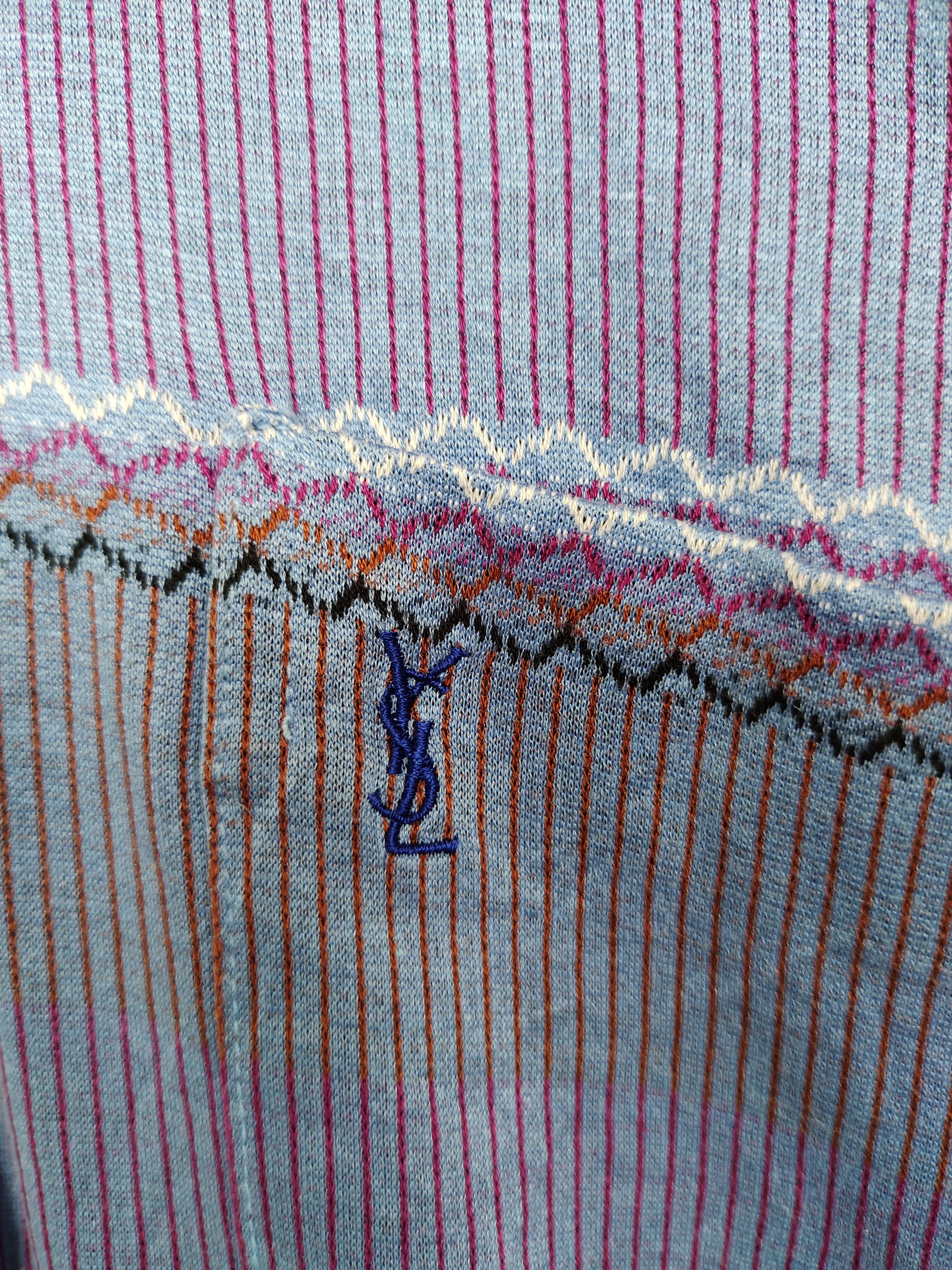 Yves Saint Laurent YVESSANTLAURENT YSL Striped Design Longsleeve Polo Shirt Size US M / EU 48-50 / 2 - 7 Thumbnail