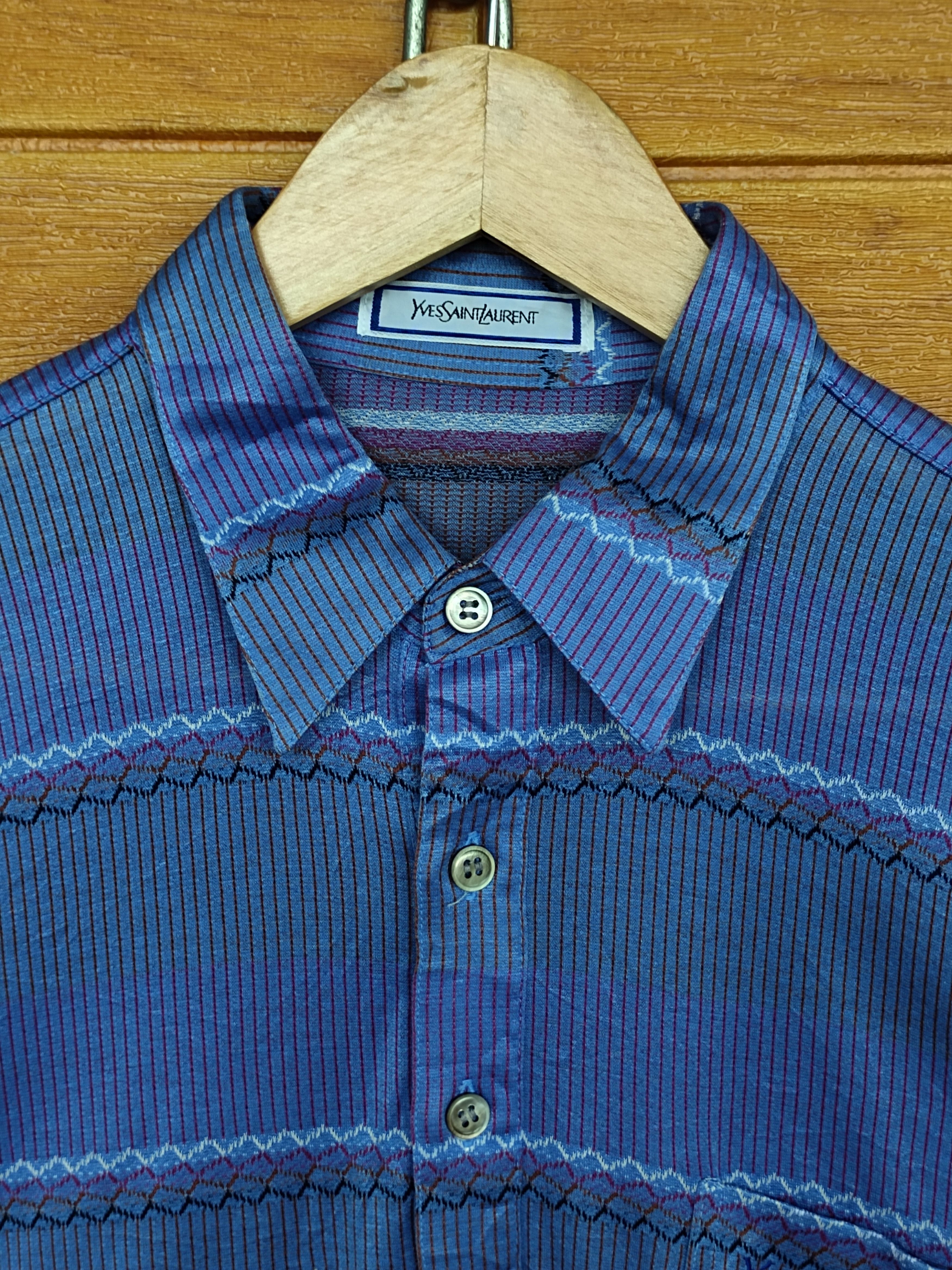 Yves Saint Laurent YVESSANTLAURENT YSL Striped Design Longsleeve Polo Shirt Size US M / EU 48-50 / 2 - 2 Thumbnail