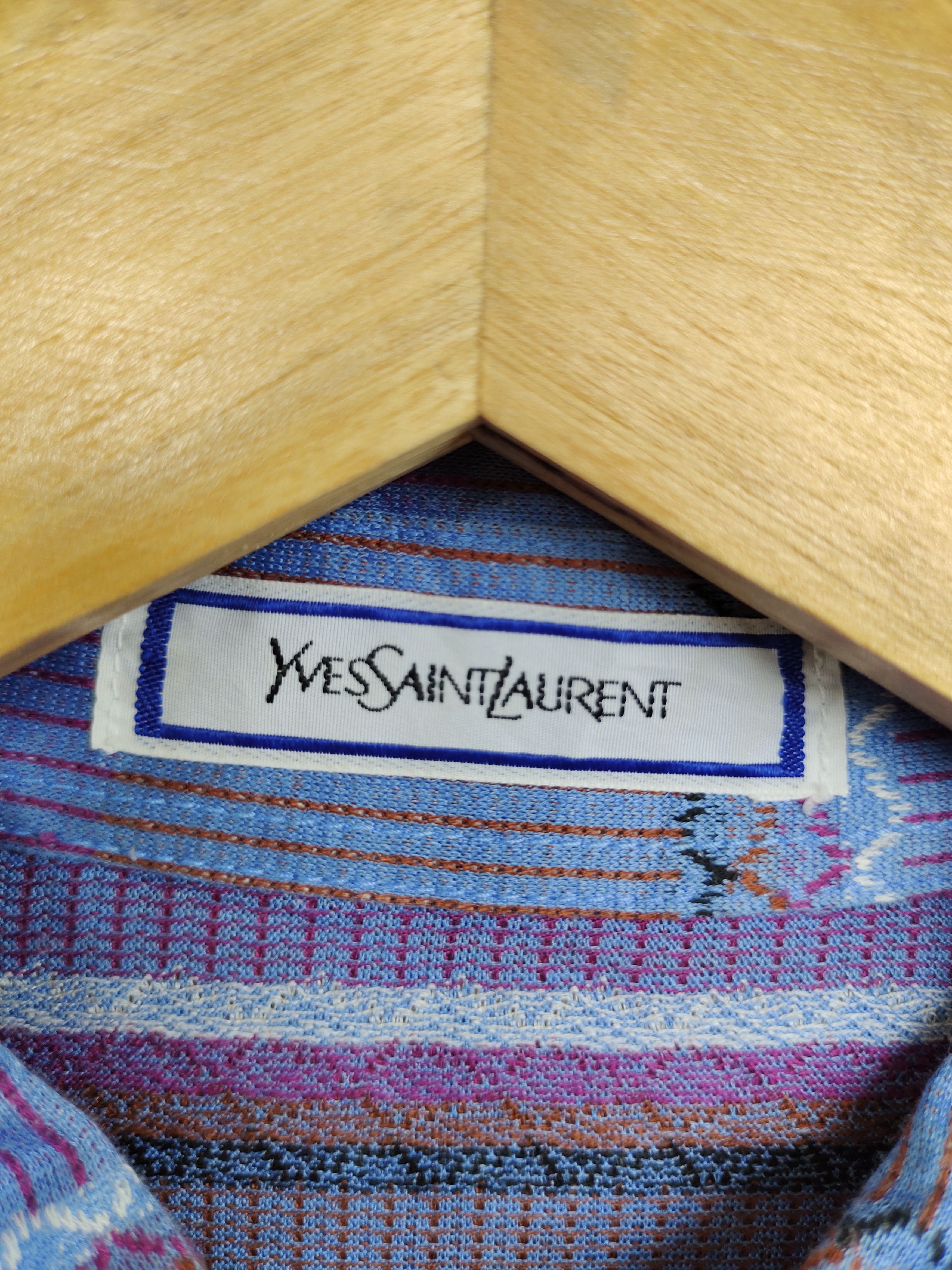 Yves Saint Laurent YVESSANTLAURENT YSL Striped Design Longsleeve Polo Shirt Size US M / EU 48-50 / 2 - 11 Thumbnail