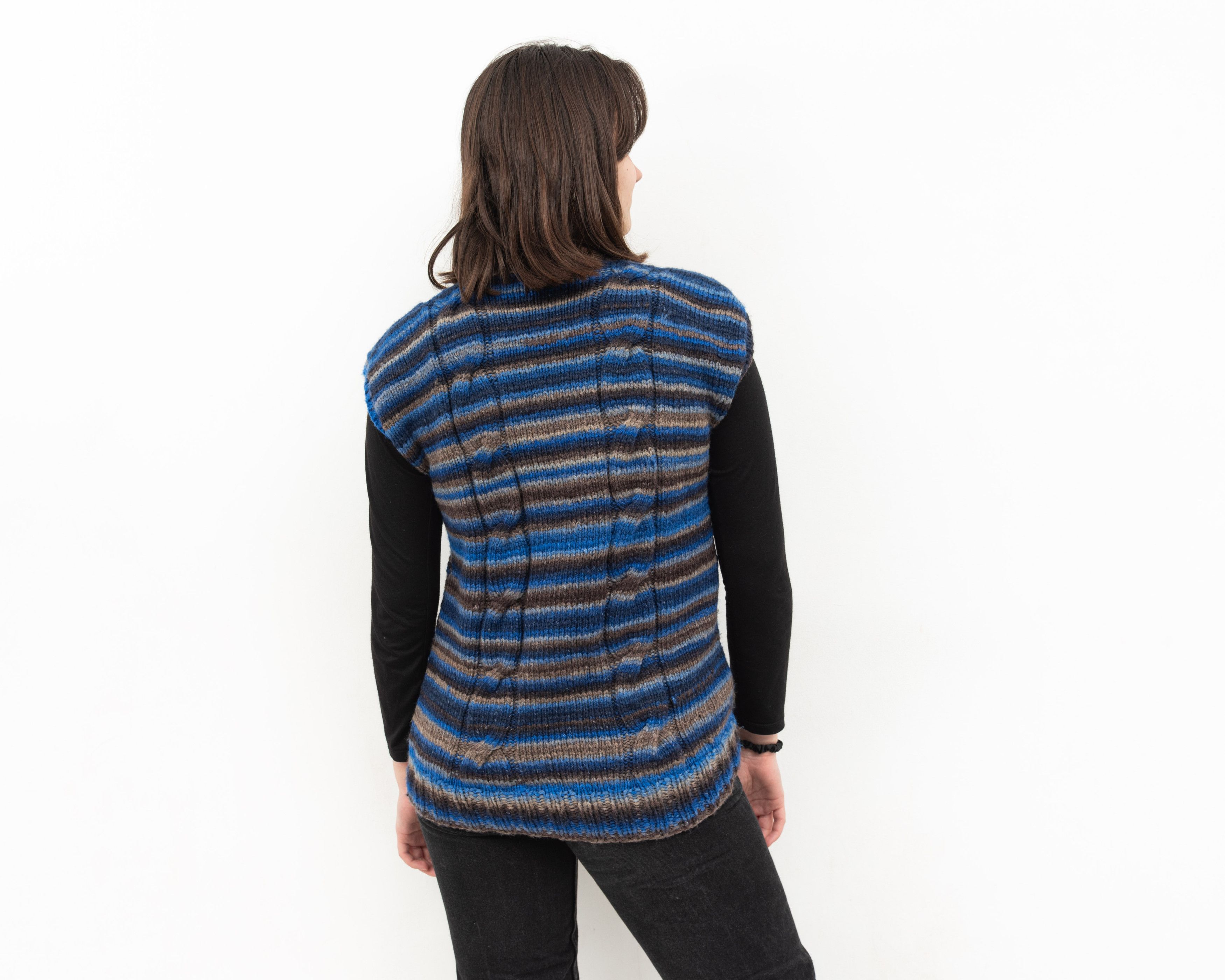 Handmade × Vintage Wool Handmade Pullover Vest Tank V-Neck Gilet Waistcoat Size L / US 10 / IT 46 - 4 Thumbnail