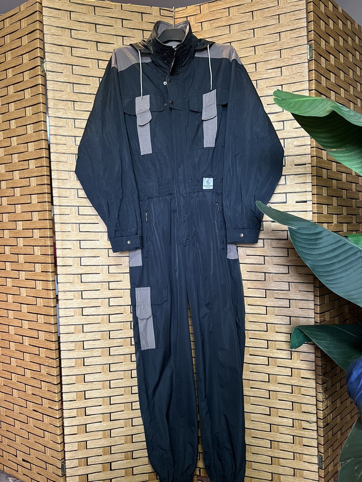 image of Vintage Moncler By Asics Coverall With Hoodie in Black, Men's (Size 30)