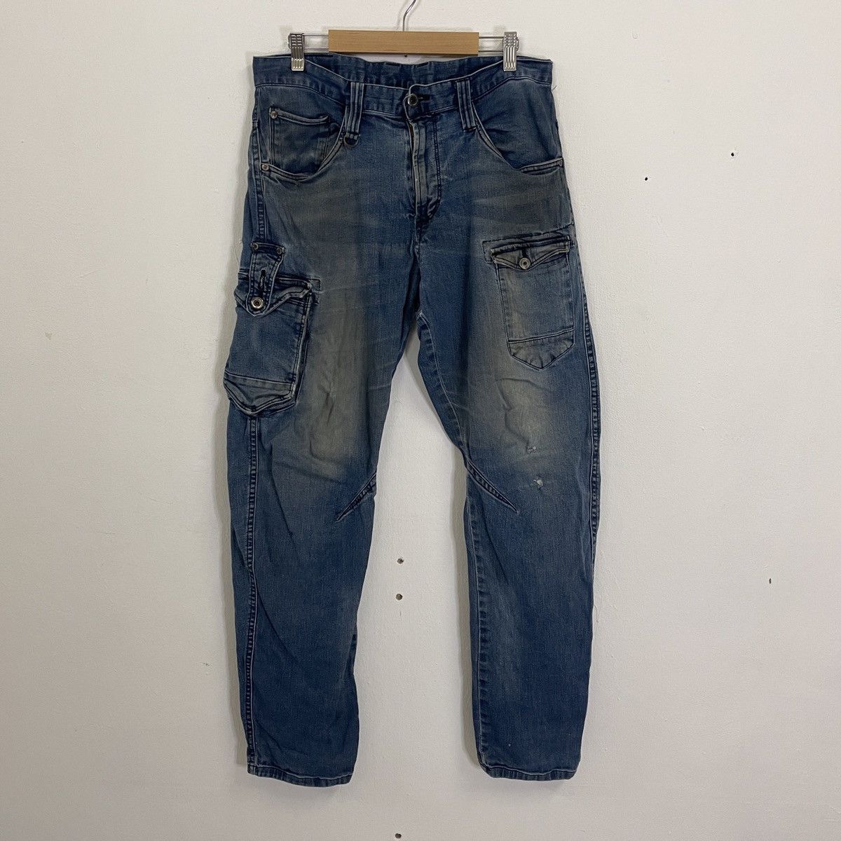Vintage 3D Stretch Utility Multipocket Tactical Denim Jeans
