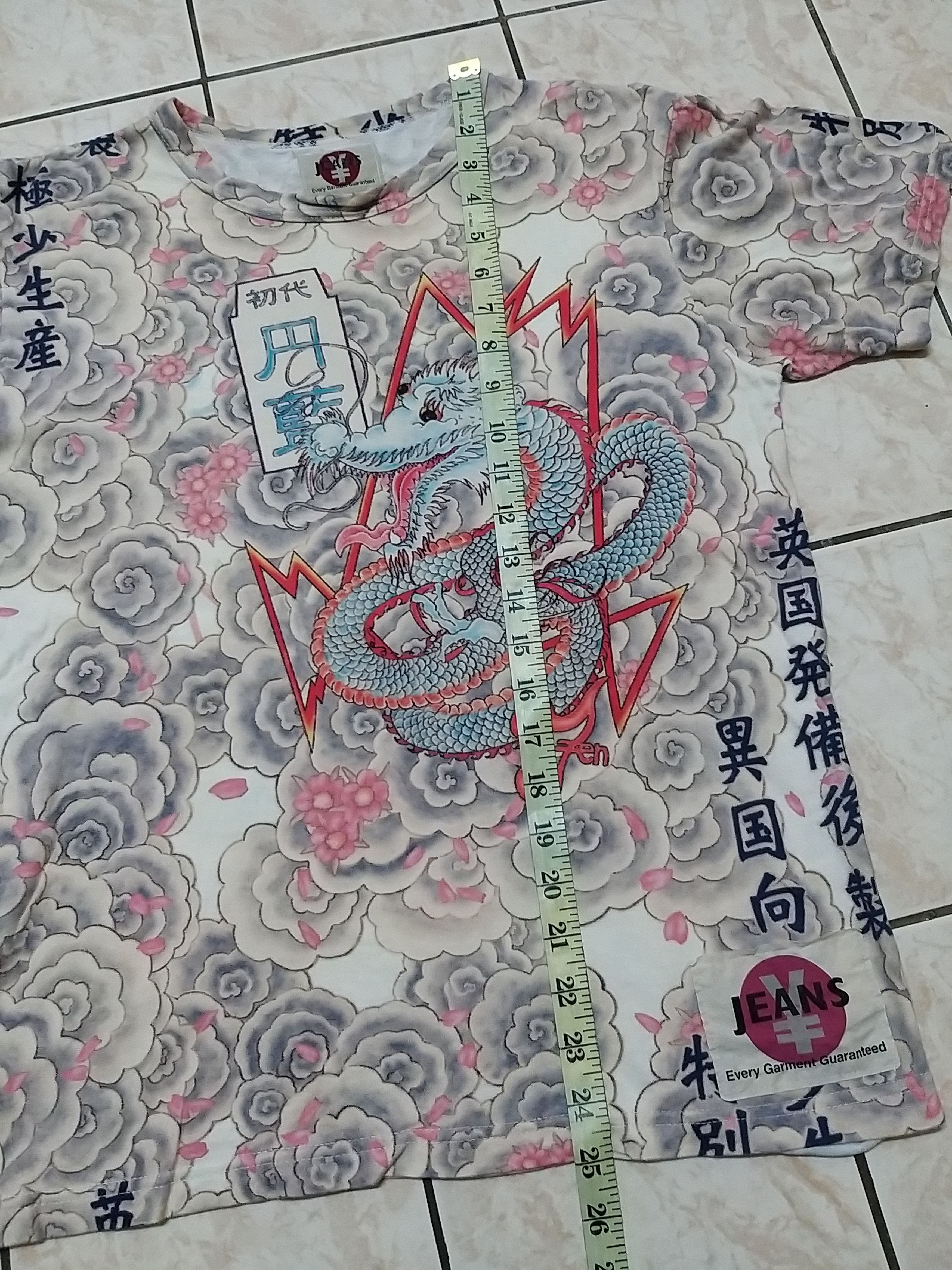 Japanese Brand SICK🔥YEN JEANS ALL OVER PRINT DRAGON AND FLOWER T SHIRT Size US M / EU 48-50 / 2 - 4 Thumbnail