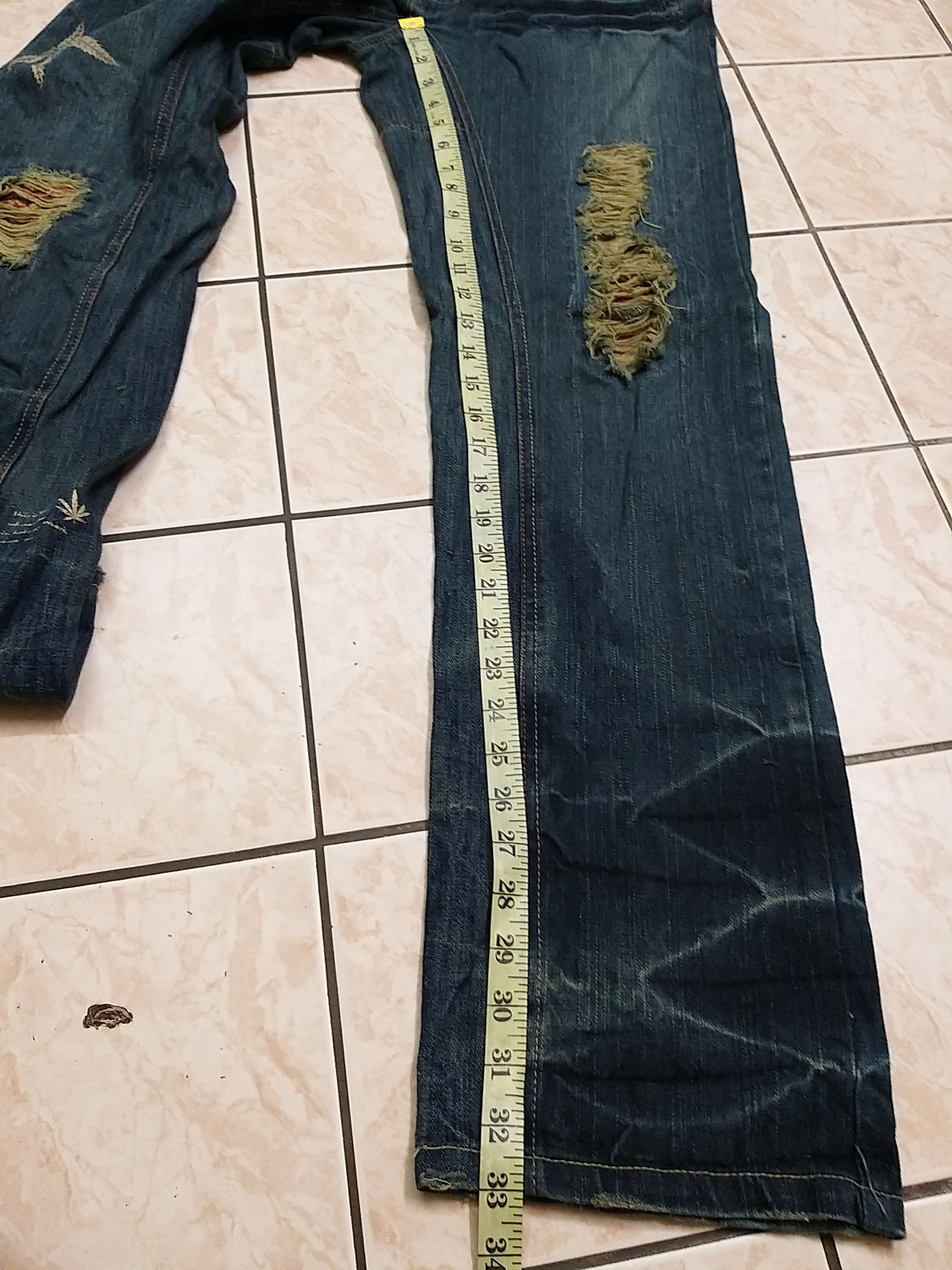 Japanese Brand JAPANESE ARCHIVAL "IN KOKOMO"HEMP PRINT DISTRESSED JEANS Size US 32 / EU 48 - 16 Thumbnail